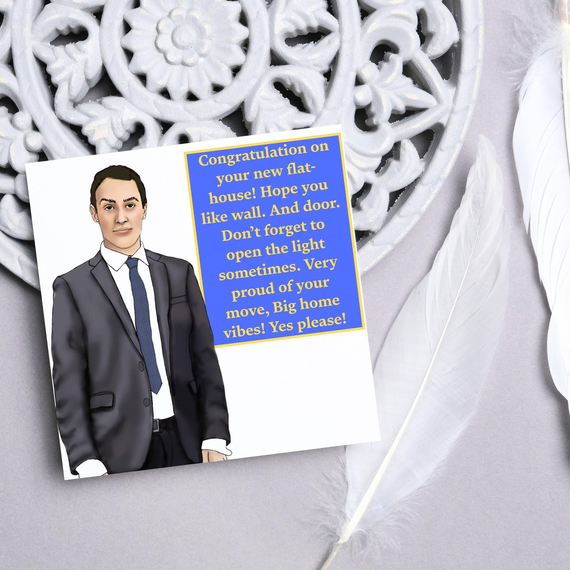 Stath Lets Flats New Home Card, Moving Out Card, Funny Moving Home Card, Congratulations Card for New House Or Flat, First Home Card