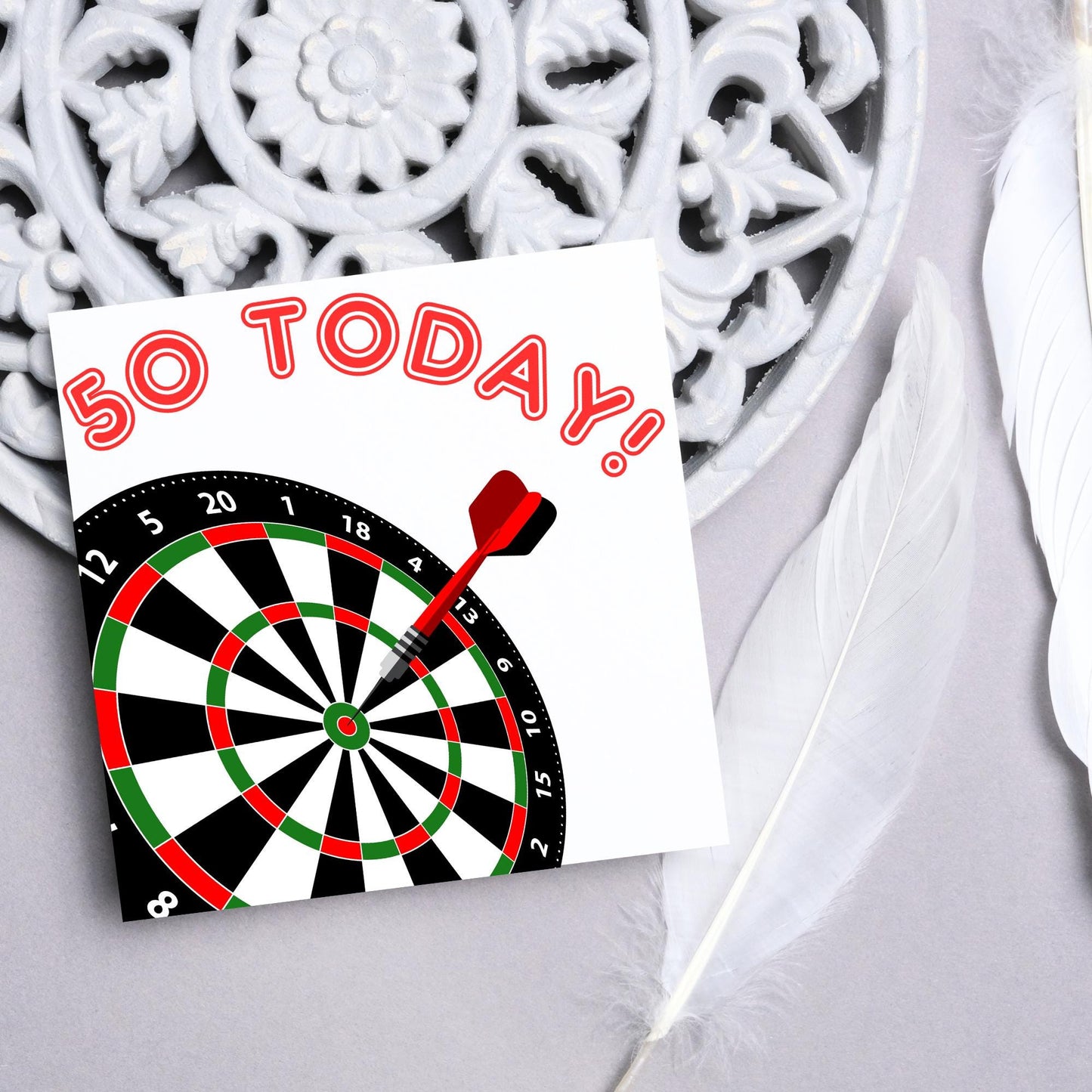 Darts 50th Birthday Card, Dart Player Birthday Card, Birthday Card for Dad, Birthday Card for Uncle, Bullseye Birthday Card, Dart Board