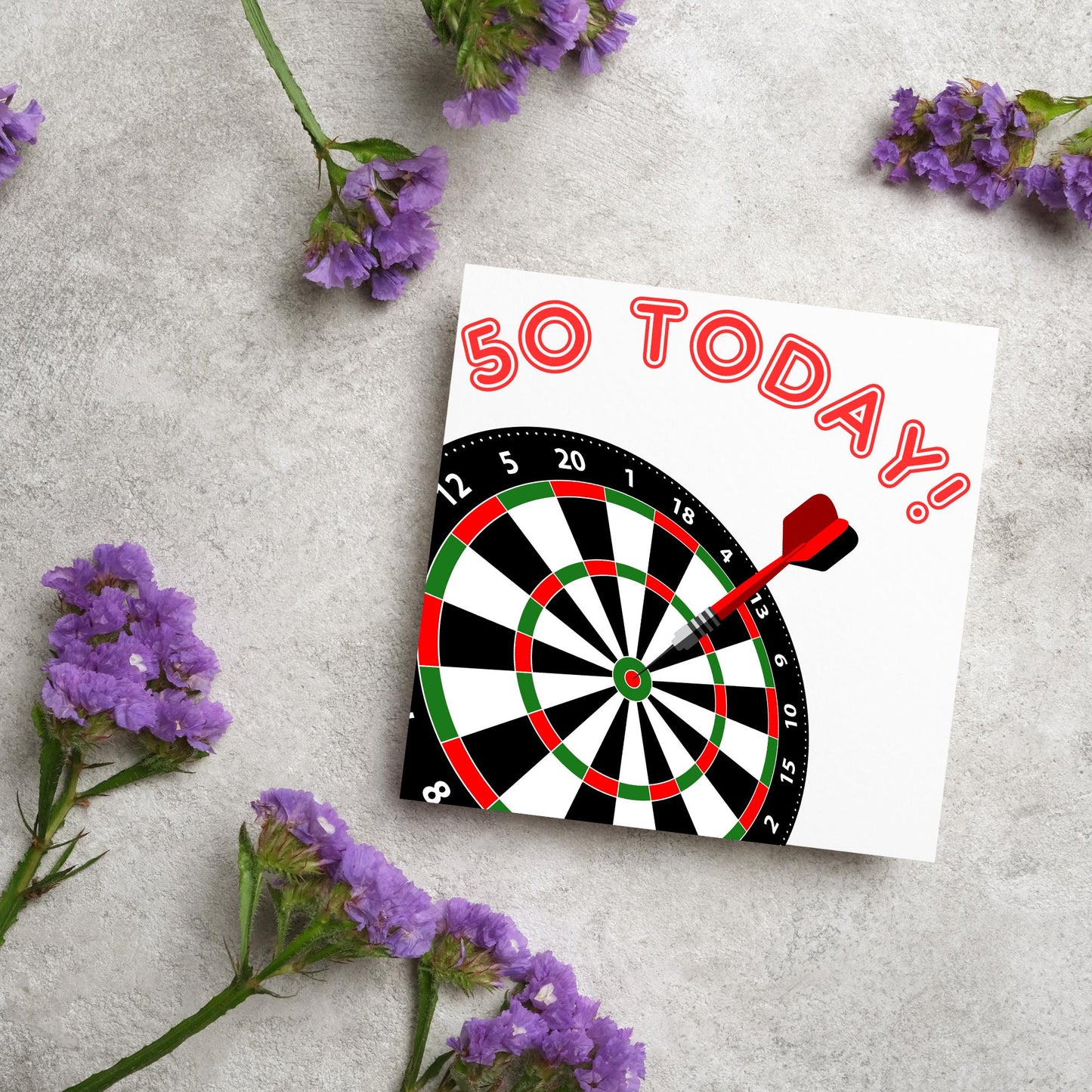 Darts 50th Birthday Card, Dart Player Birthday Card, Birthday Card for Dad, Birthday Card for Uncle, Bullseye Birthday Card, Dart Board