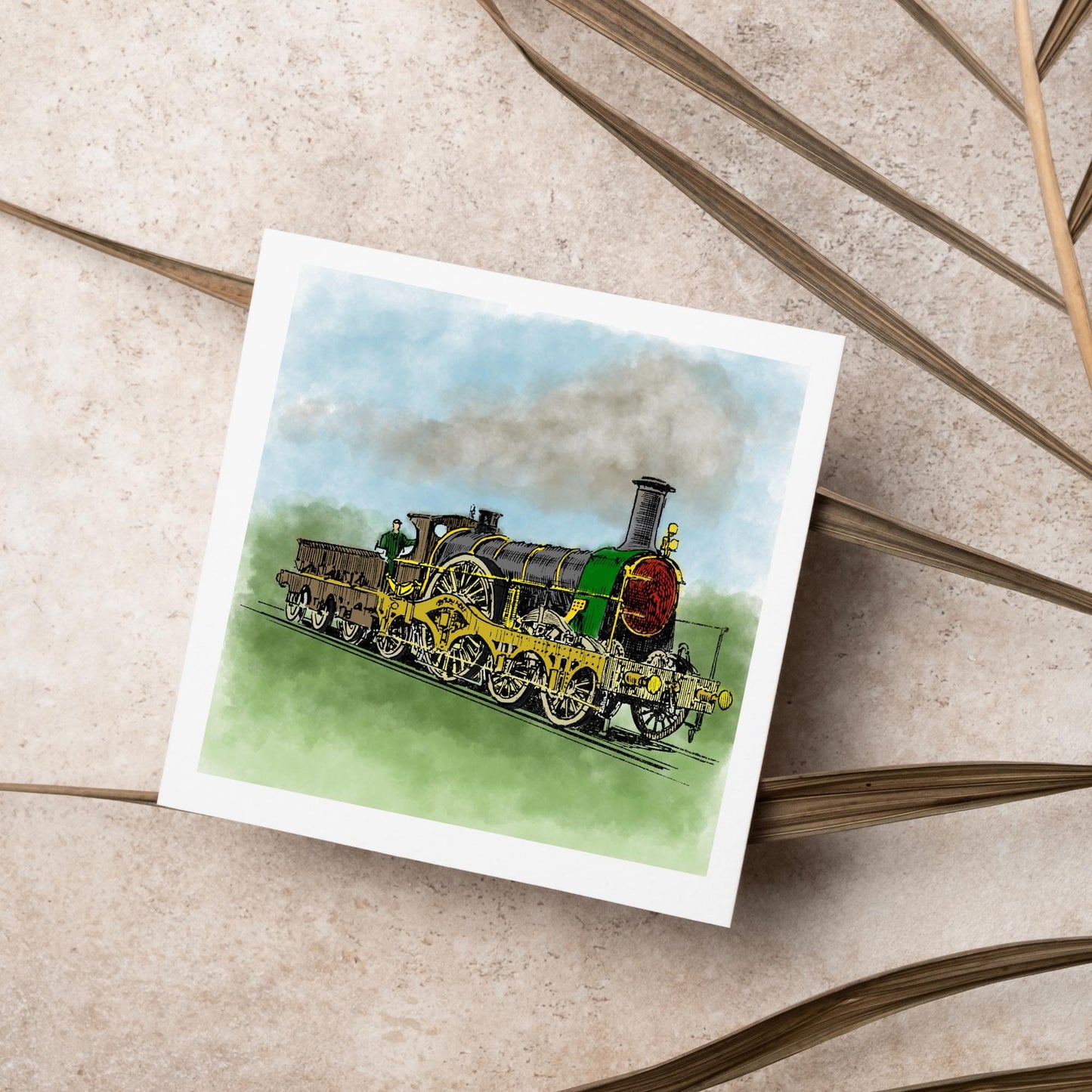 Steam Train Card for Any Occasion, Locomotive Card, Model Train Birthday Card, Congratulations Card, Watercolour Painting, Card for Grandad