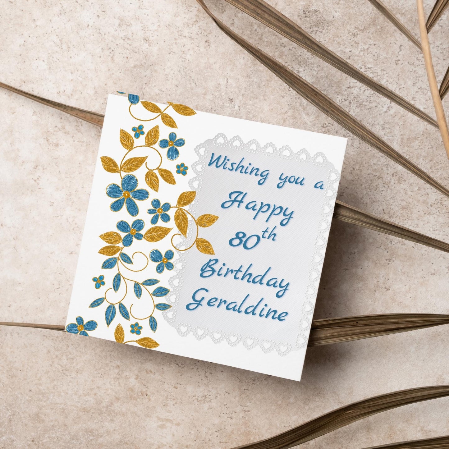 80th Birthday Card, 90th Birthday Card, Floral Birthday Card for Nan, Grandma Card, Personalised Birthday card, Card for Mum, 100th Birthday