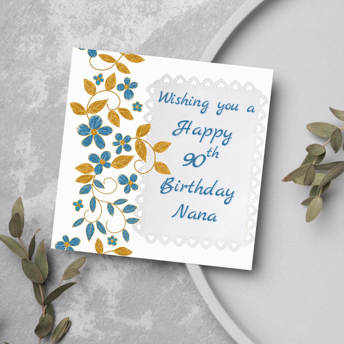 80th Birthday Card, 90th Birthday Card, Floral Birthday Card for Nan, Grandma Card, Personalised Birthday card, Card for Mum, 100th Birthday