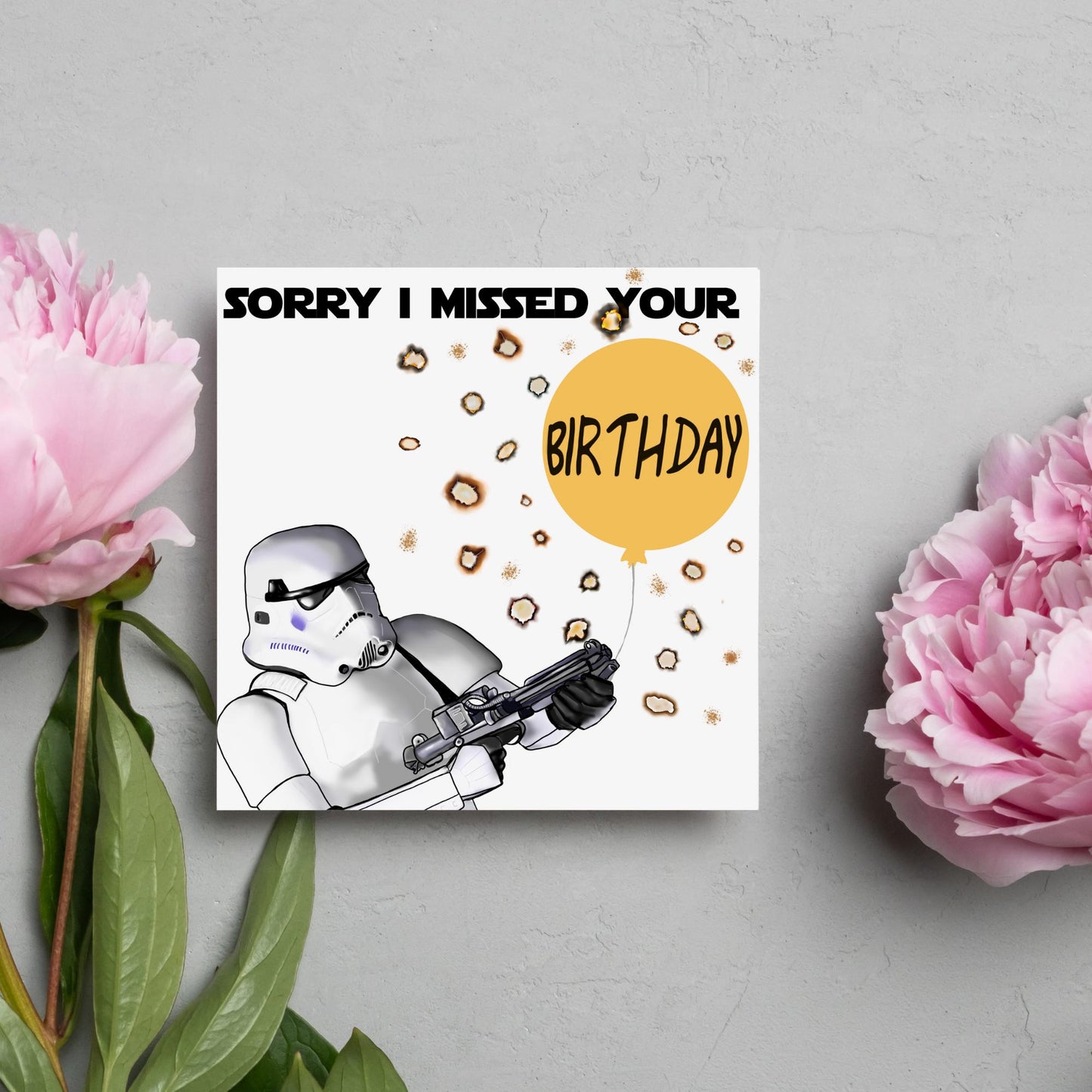 Stormtrooper Belated Birthday Card, Funny Missed Birthday Card, Sorry I Missed It Card, Star Wars Inspired Card
