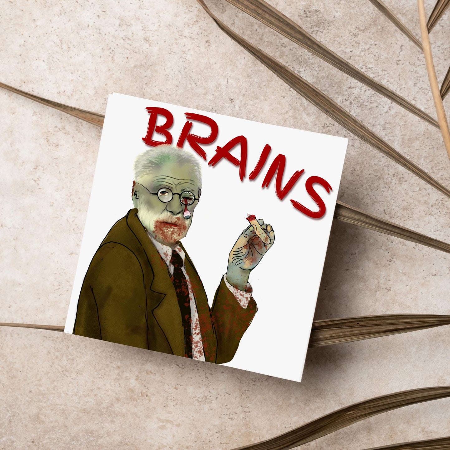 Psychology Card, Freud Brains, Funny Psychologist Card, Sigmund Freud Card, Psychology Birthday Card, Classic Joke Card, Zombie Freud