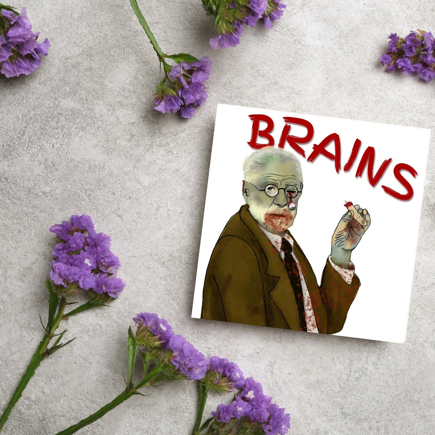Psychology Card, Freud Brains, Funny Psychologist Card, Sigmund Freud Card, Psychology Birthday Card, Classic Joke Card, Zombie Freud