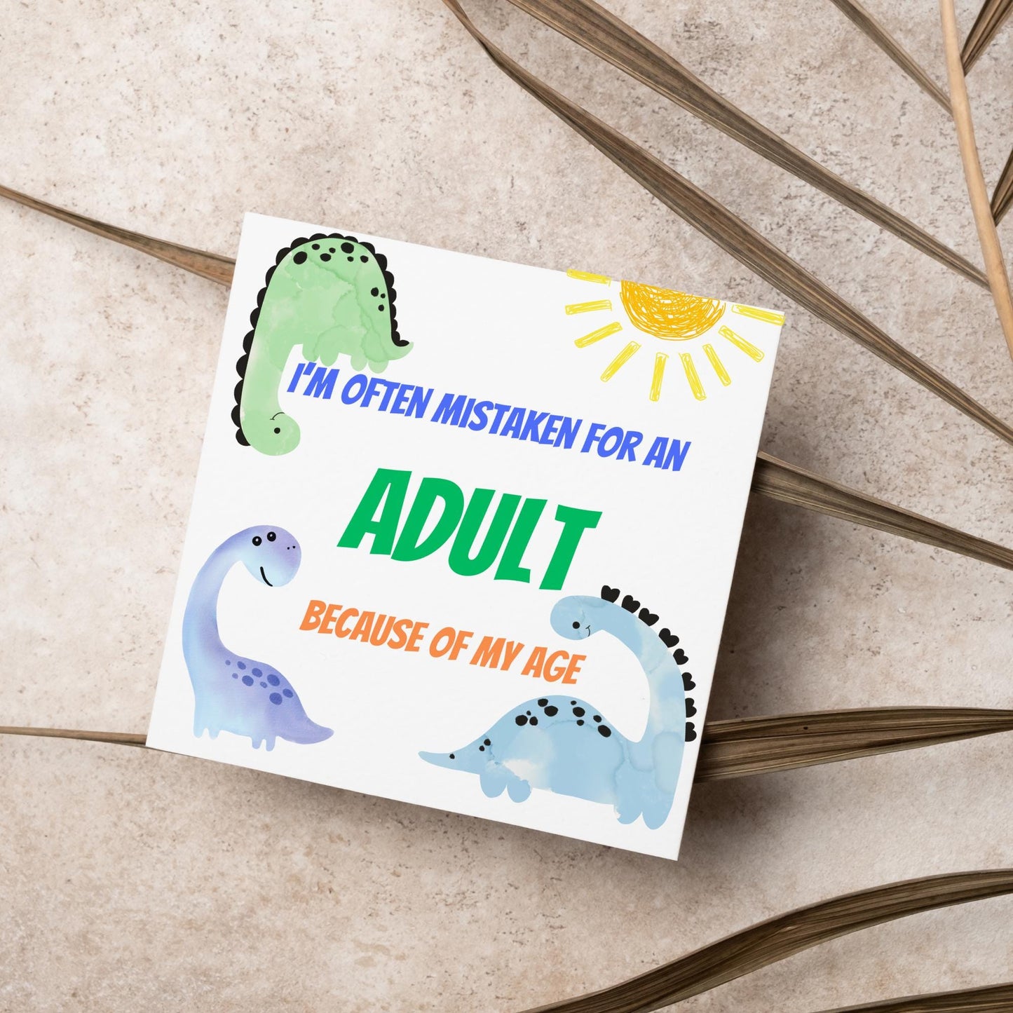 Dinosaur Birthday Card for Adults, Funny Birthday Card for Dad, 50th Birthday, 40th Birthday, Childish Birthday Card, 60th Birthday