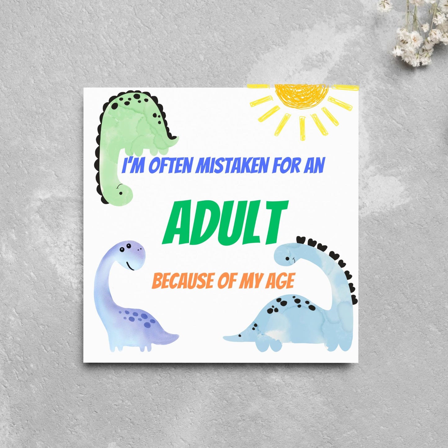 Dinosaur Birthday Card for Adults, Funny Birthday Card for Dad, 50th Birthday, 40th Birthday, Childish Birthday Card, 60th Birthday