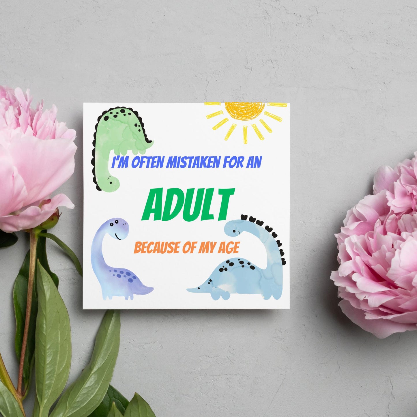 Dinosaur Birthday Card for Adults, Funny Birthday Card for Dad, 50th Birthday, 40th Birthday, Childish Birthday Card, 60th Birthday