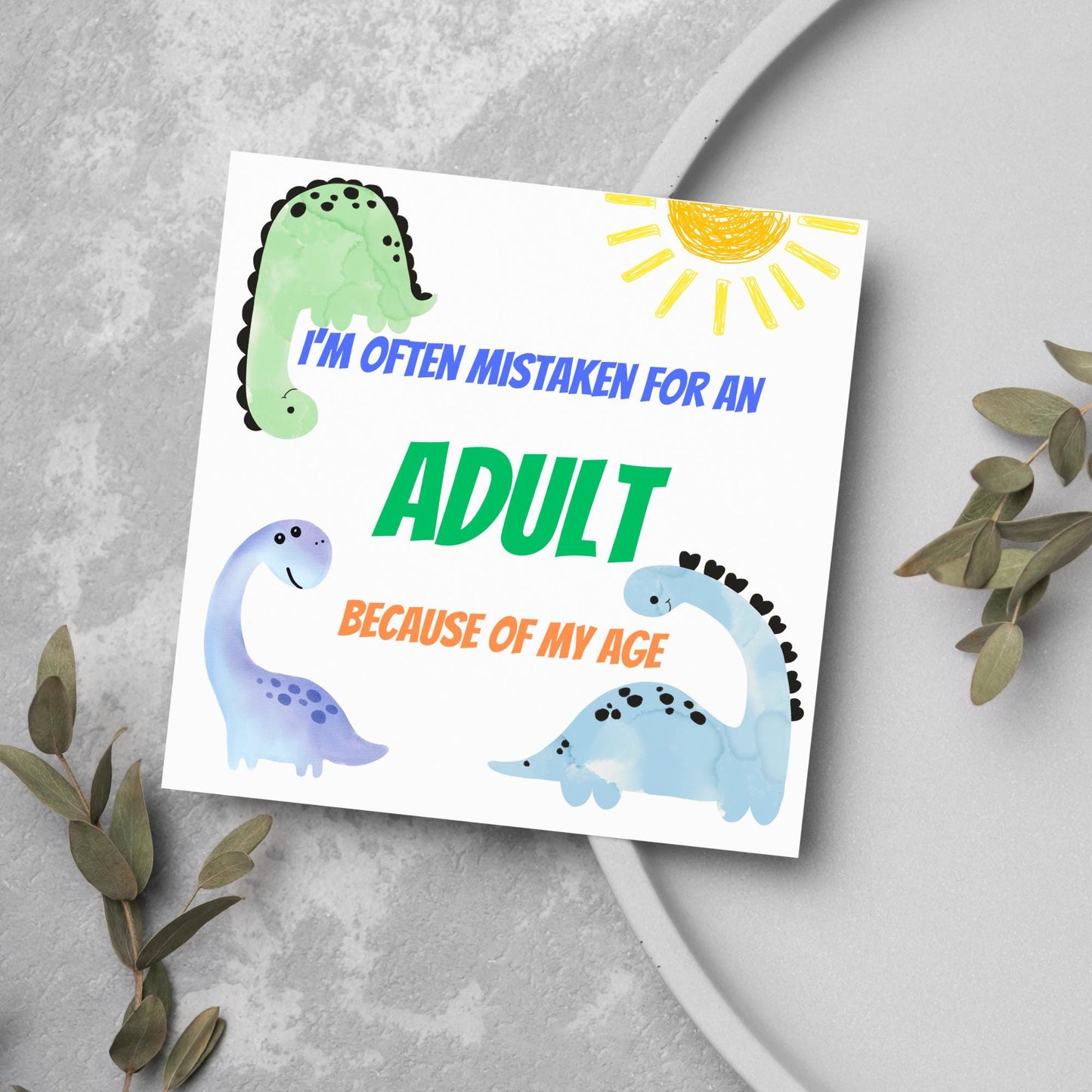 Dinosaur Birthday Card for Adults, Funny Birthday Card for Dad, 50th Birthday, 40th Birthday, Childish Birthday Card, 60th Birthday