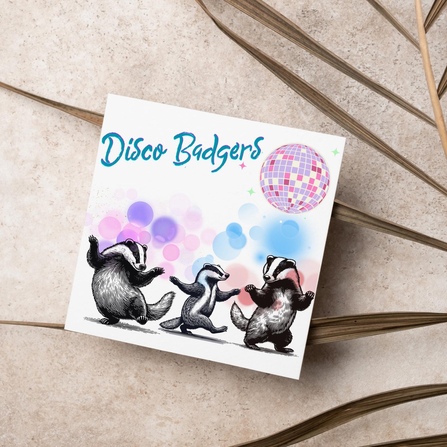 Disco Badgers Card, Fun Party Card, Badger Card, Night Out Card, Animal Themed Birthday, Woodland Birthday Card, Funny Badger, Disco Card