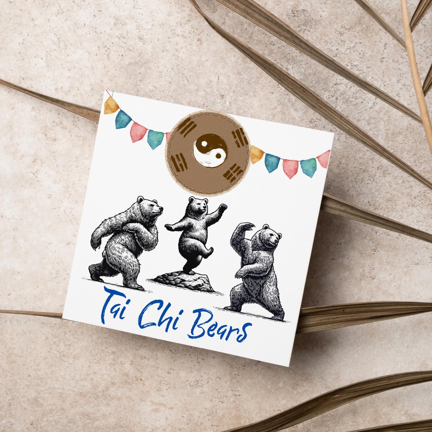 Tai Chi Card, Fun Card, Bear Card, Zen Card, Animal Themed Birthday, Woodland Card, Funny Bear, Tai Chi Bears, Card for Any Occasion
