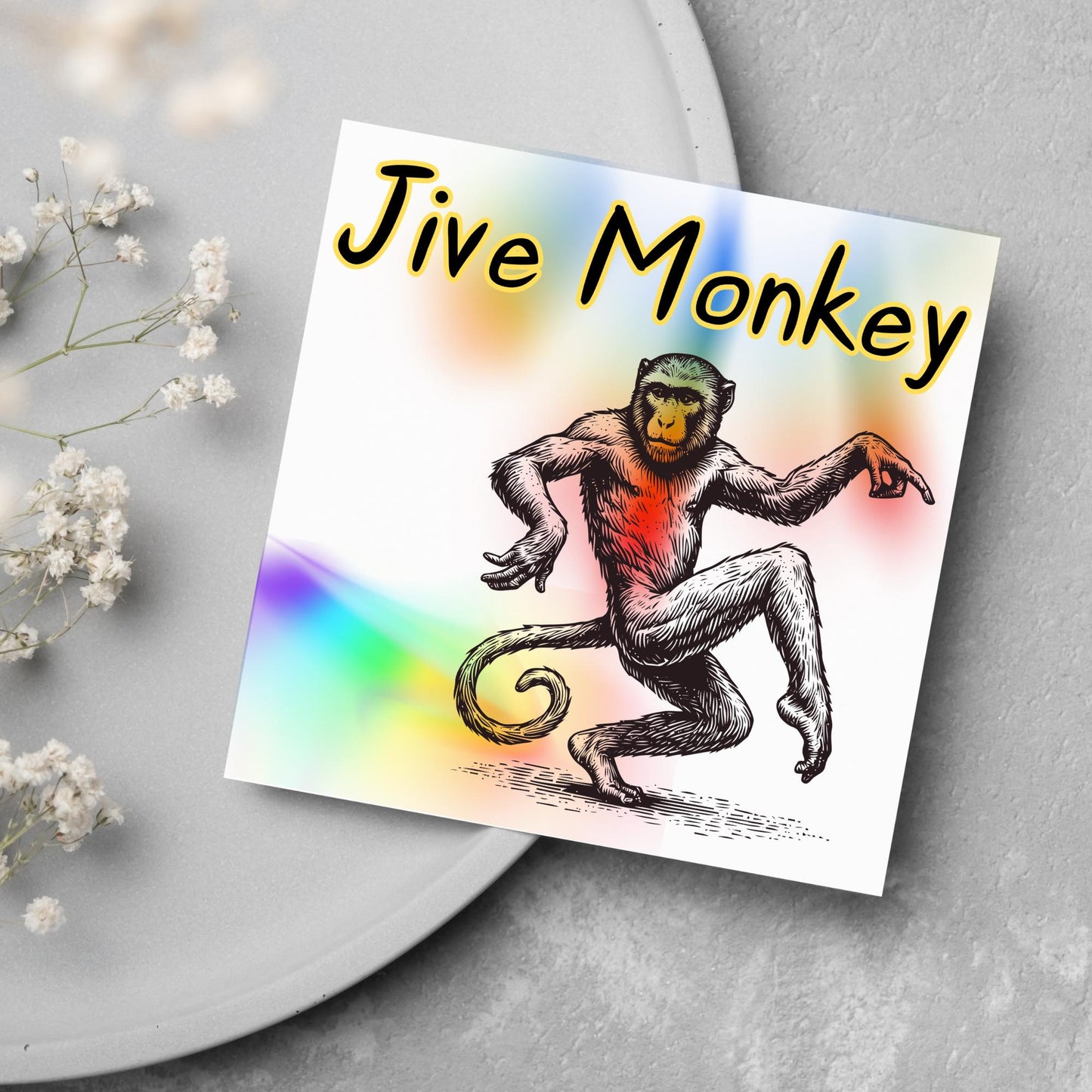 Dancing Monkey Card, Fun Party Card, Monkey Card, Night Out Card, Animal Themed Birthday, Jive Monkey, Funny Ape, Disco Card, Chimp Card