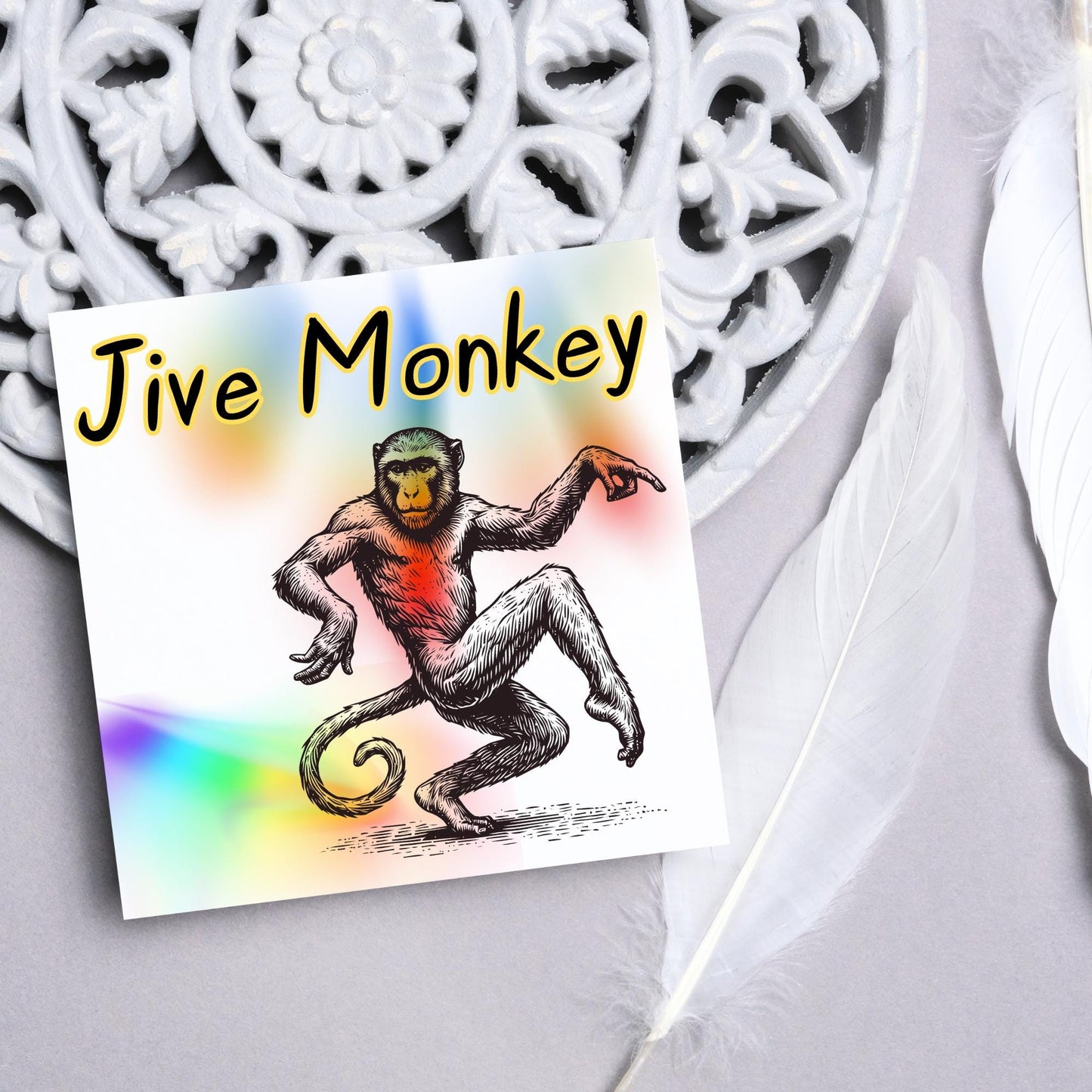 Dancing Monkey Card, Fun Party Card, Monkey Card, Night Out Card, Animal Themed Birthday, Jive Monkey, Funny Ape, Disco Card, Chimp Card