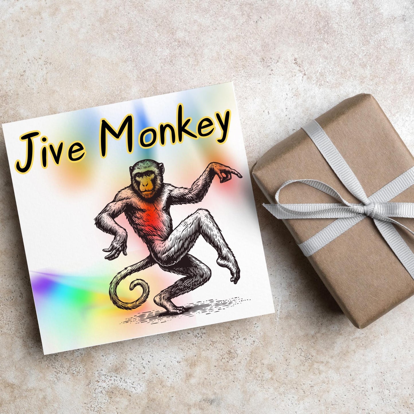 Dancing Monkey Card, Fun Party Card, Monkey Card, Night Out Card, Animal Themed Birthday, Jive Monkey, Funny Ape, Disco Card, Chimp Card