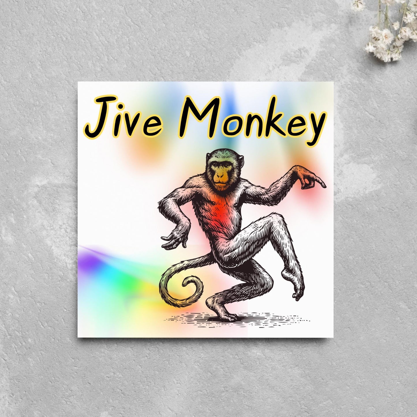 Dancing Monkey Card, Fun Party Card, Monkey Card, Night Out Card, Animal Themed Birthday, Jive Monkey, Funny Ape, Disco Card, Chimp Card