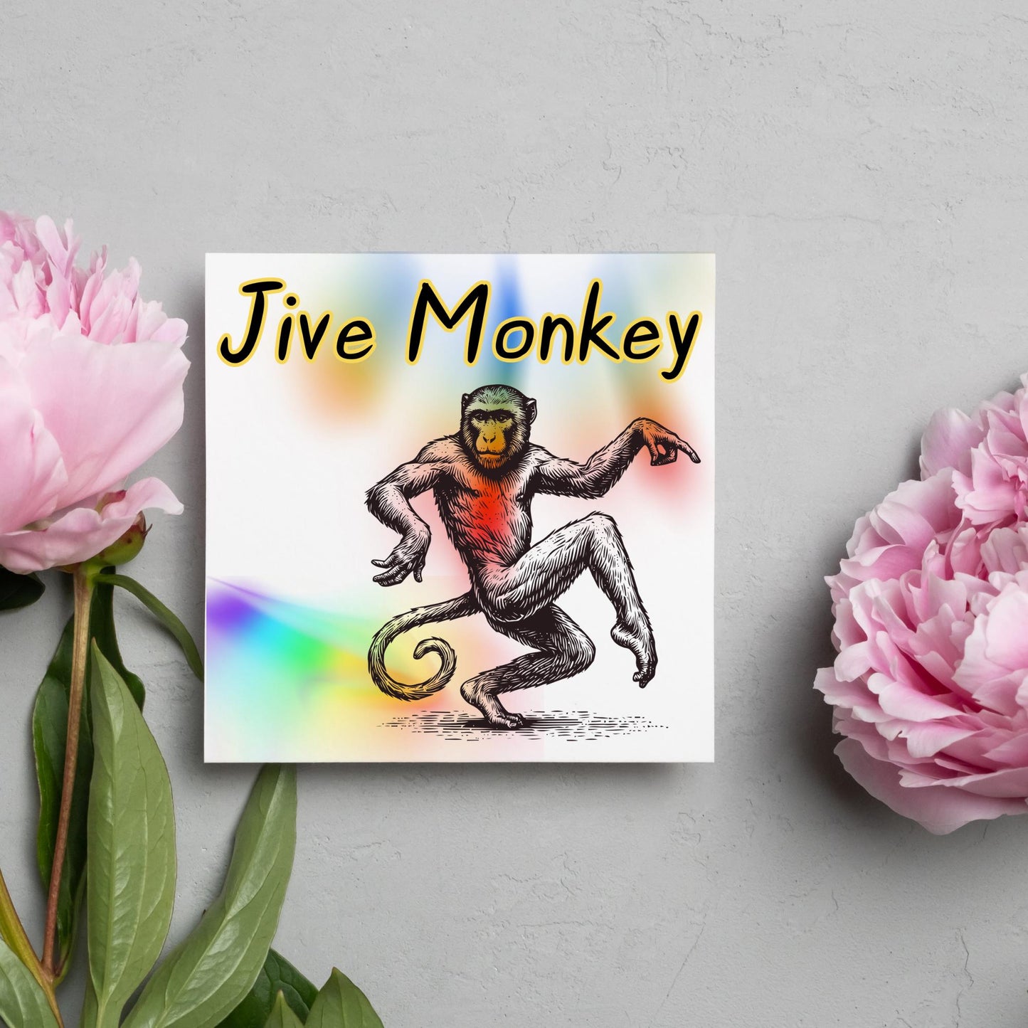 Dancing Monkey Card, Fun Party Card, Monkey Card, Night Out Card, Animal Themed Birthday, Jive Monkey, Funny Ape, Disco Card, Chimp Card