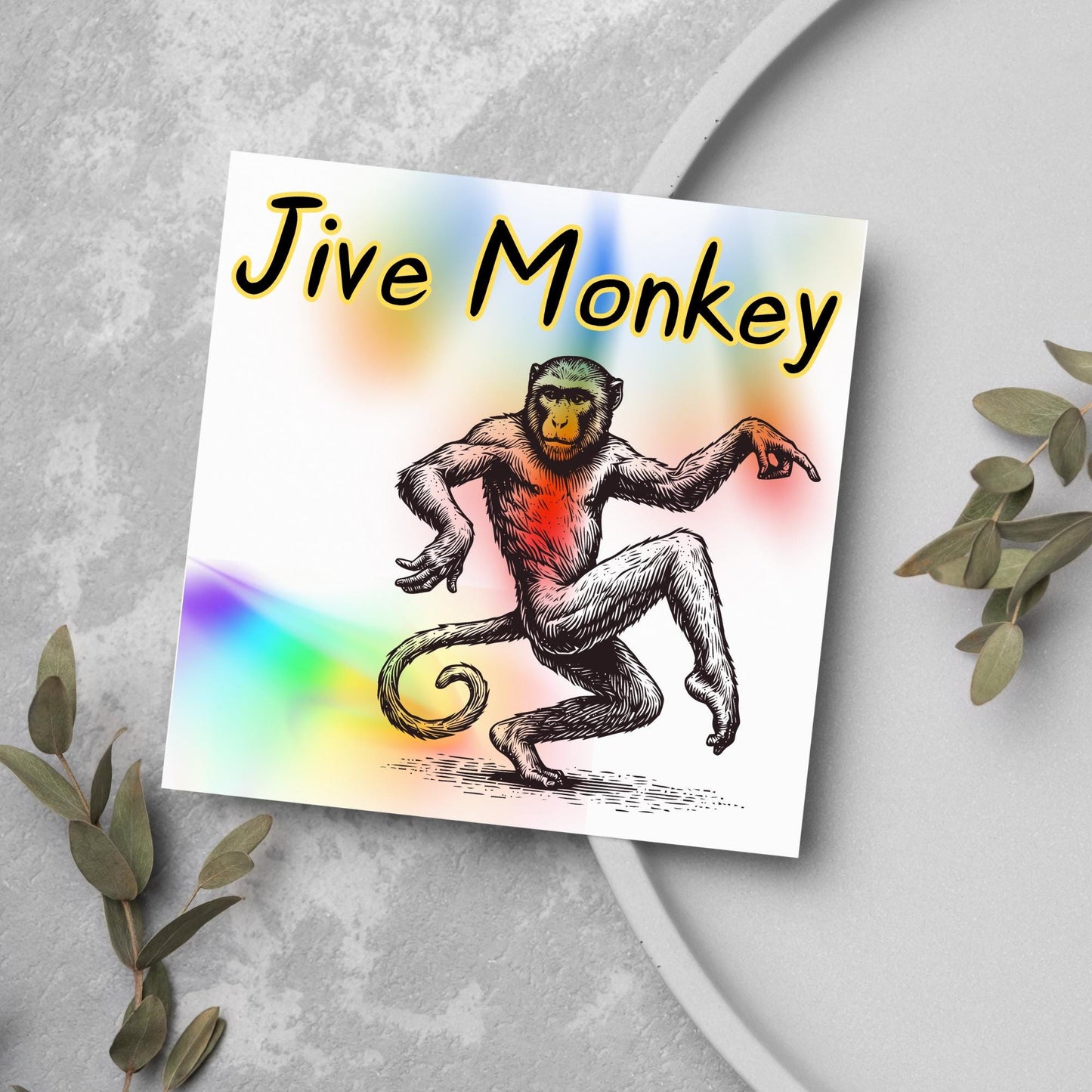 Dancing Monkey Card, Fun Party Card, Monkey Card, Night Out Card, Animal Themed Birthday, Jive Monkey, Funny Ape, Disco Card, Chimp Card