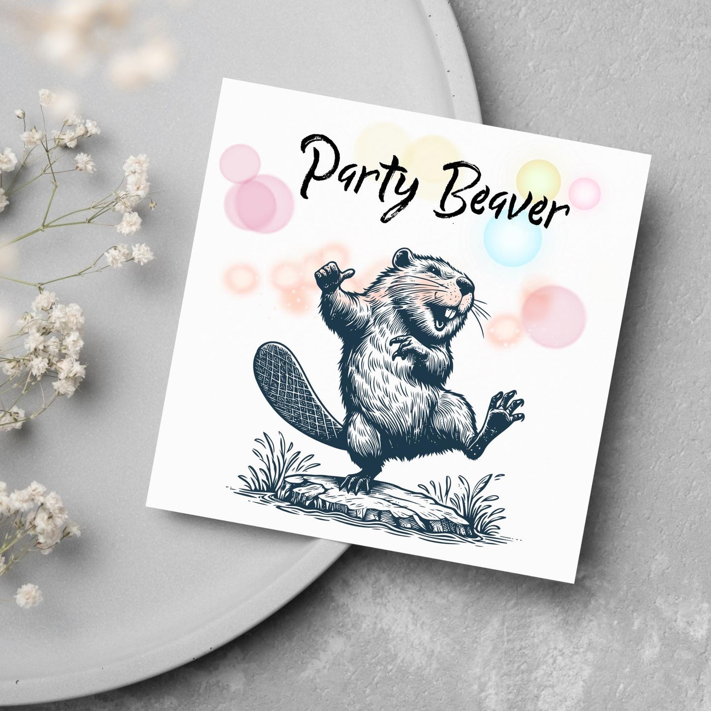 Dancing Beaver Card, Fun Party Card, Beaver Card, Animal Themed Birthday, Party Card , Funny Beaver Lover Card, Any Occasion Card