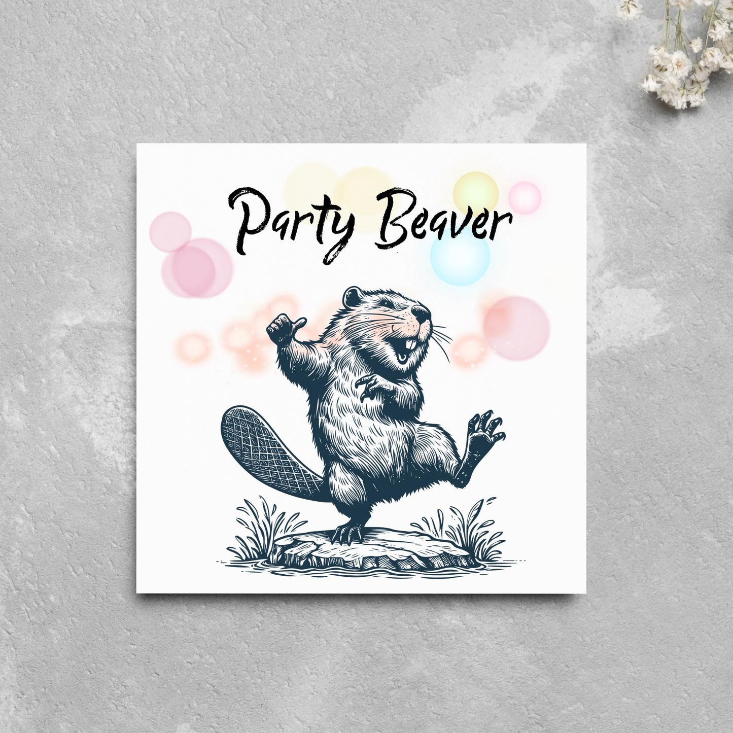 Dancing Beaver Card, Fun Party Card, Beaver Card, Animal Themed Birthday, Party Card , Funny Beaver Lover Card, Any Occasion Card