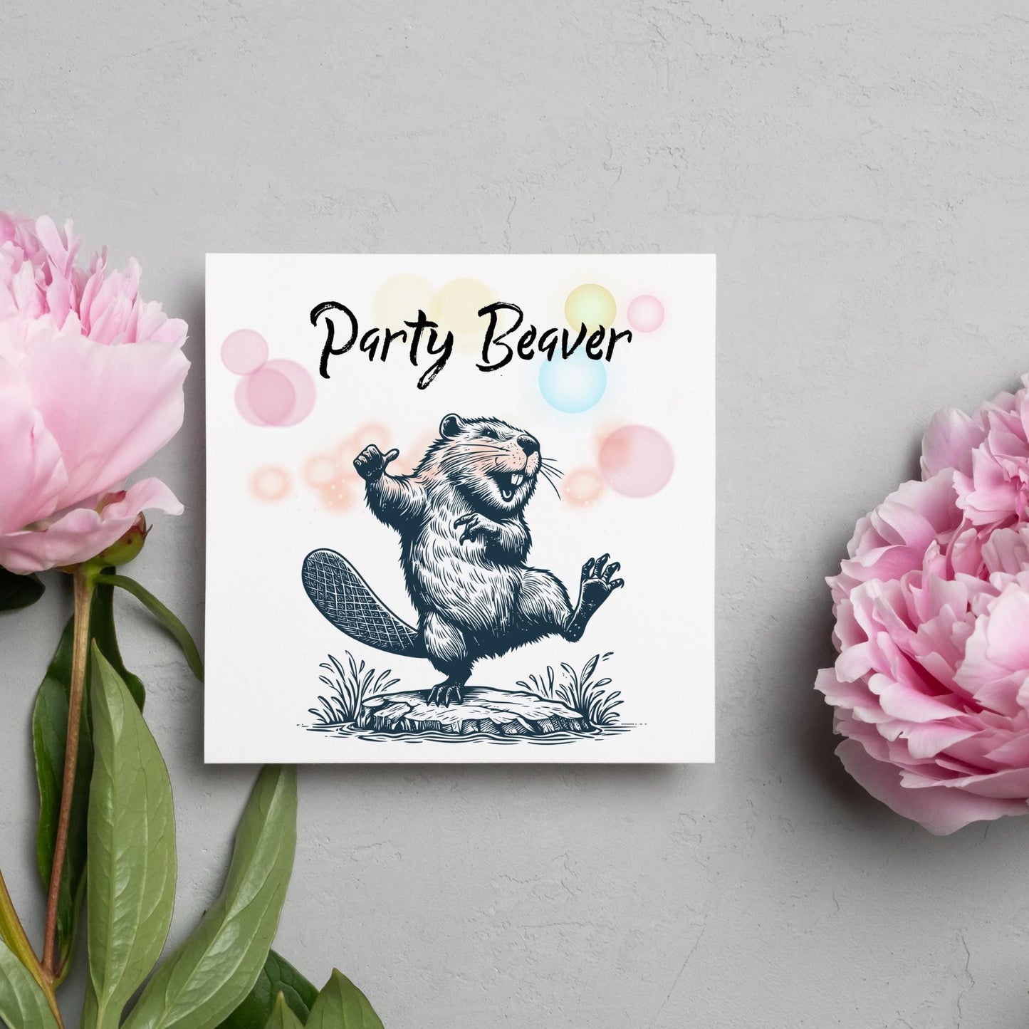 Dancing Beaver Card, Fun Party Card, Beaver Card, Animal Themed Birthday, Party Card , Funny Beaver Lover Card, Any Occasion Card