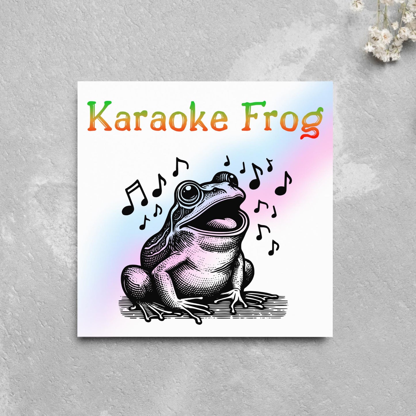 Karaoke Frog Card, Fun Party Card, Frog Card, Animal Themed Birthday, Party Card, Funny FrogLover Card, Any Occasion Card, Toad Card