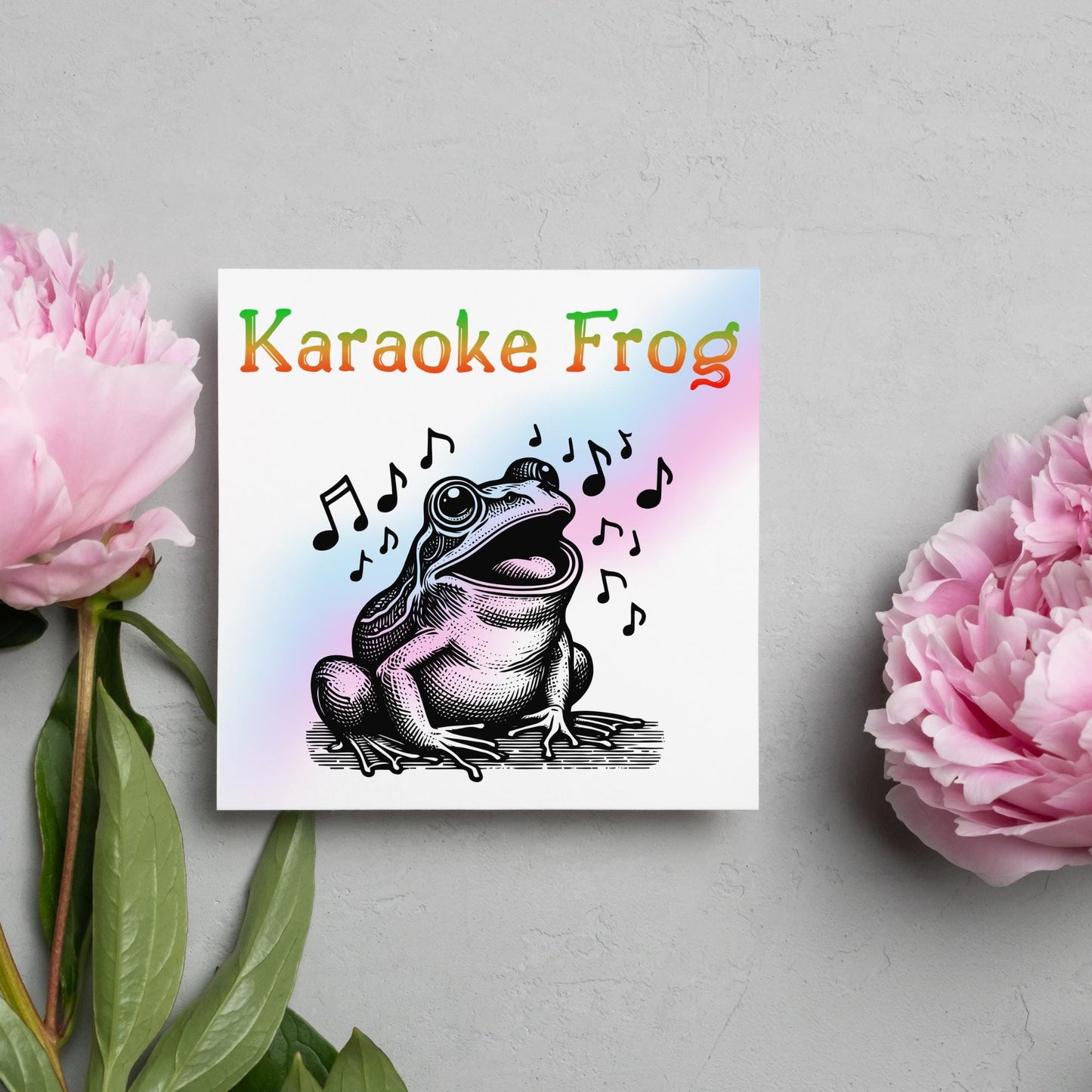 Karaoke Frog Card, Fun Party Card, Frog Card, Animal Themed Birthday, Party Card, Funny FrogLover Card, Any Occasion Card, Toad Card