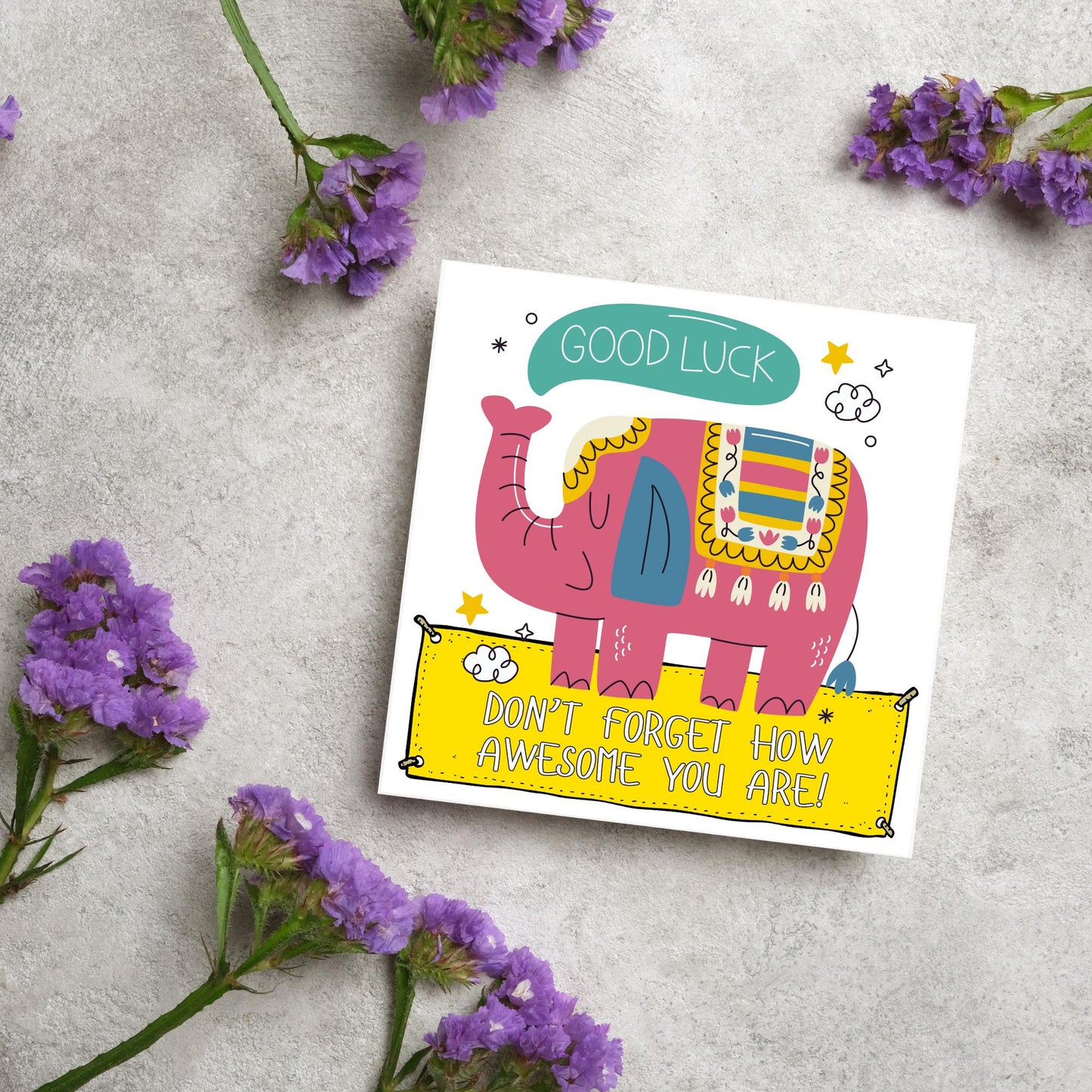 Elephant Good Luck Card, Best Of Luck Card, Best of luck Card, You're Awesome, Leaving Card, Card for Her, Don't Forget Card