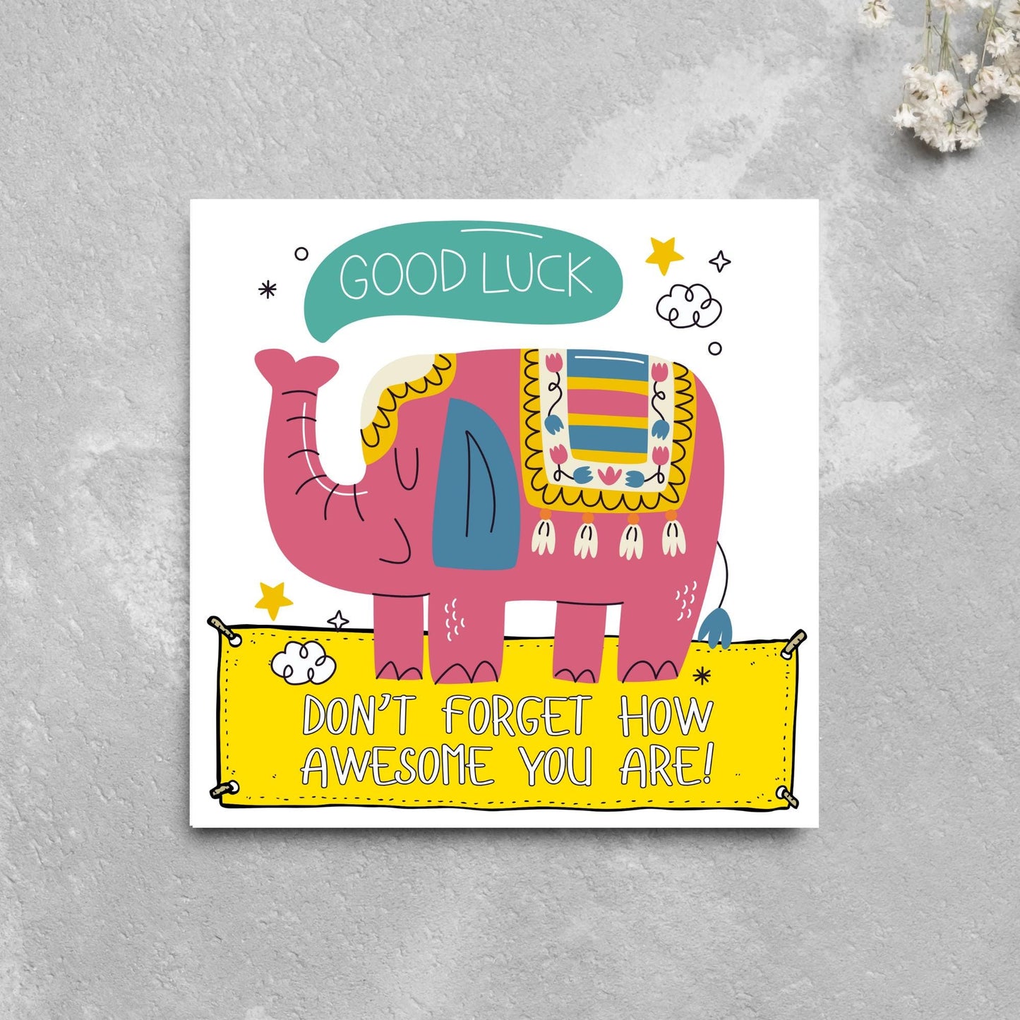 Elephant Good Luck Card, Best Of Luck Card, Best of luck Card, You're Awesome, Leaving Card, Card for Her, Don't Forget Card