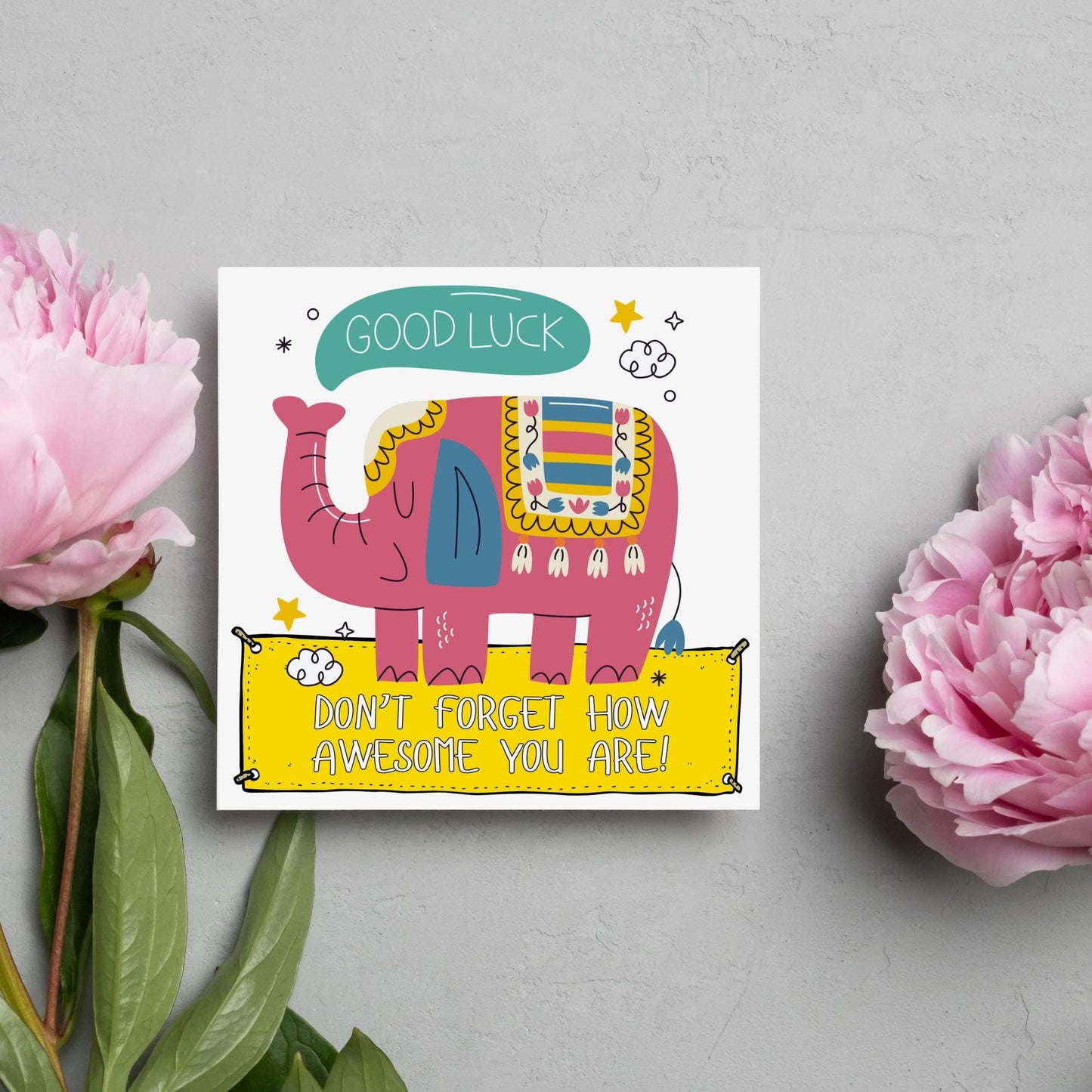 Elephant Good Luck Card, Best Of Luck Card, Best of luck Card, You're Awesome, Leaving Card, Card for Her, Don't Forget Card