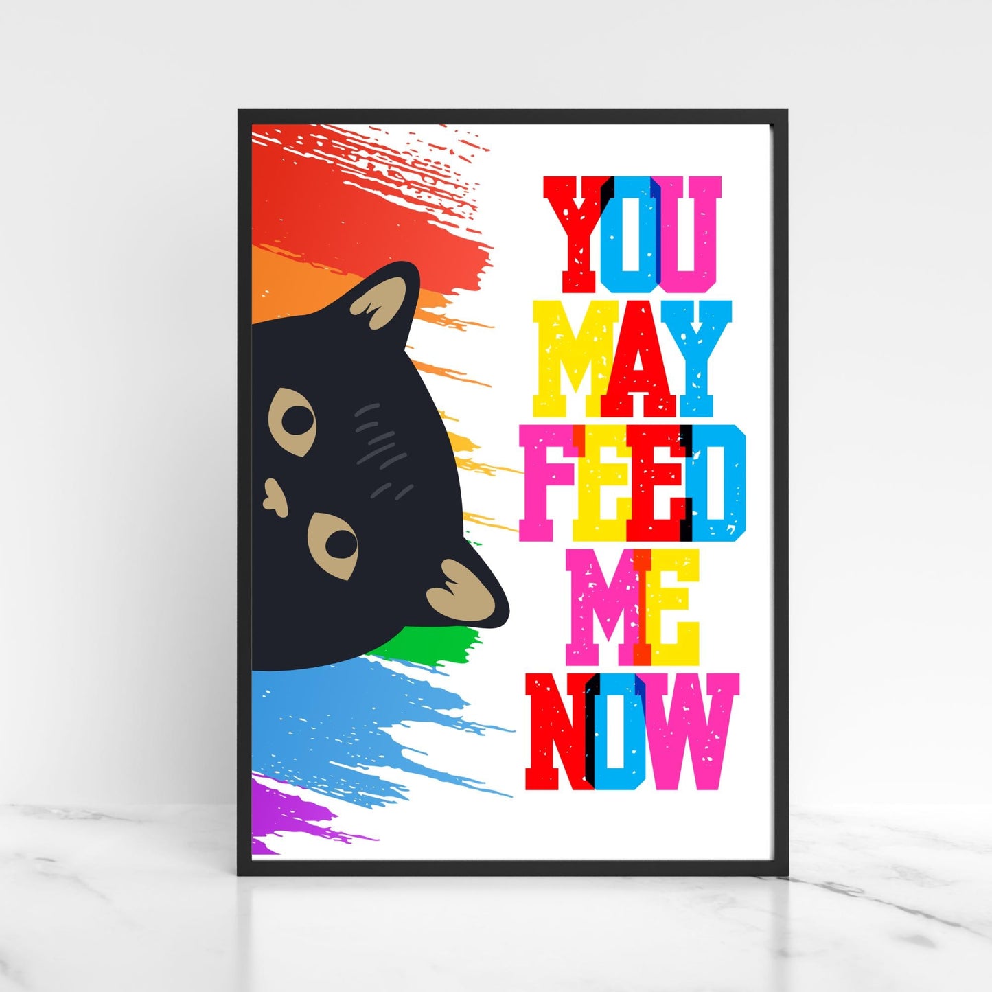 Funny Cat A4 Poster Print, High Quality Cartoon Art, Black Cat Art, Wall Decor, Original Artist Print, Vibrant Wall Art, Pet Cat Poster