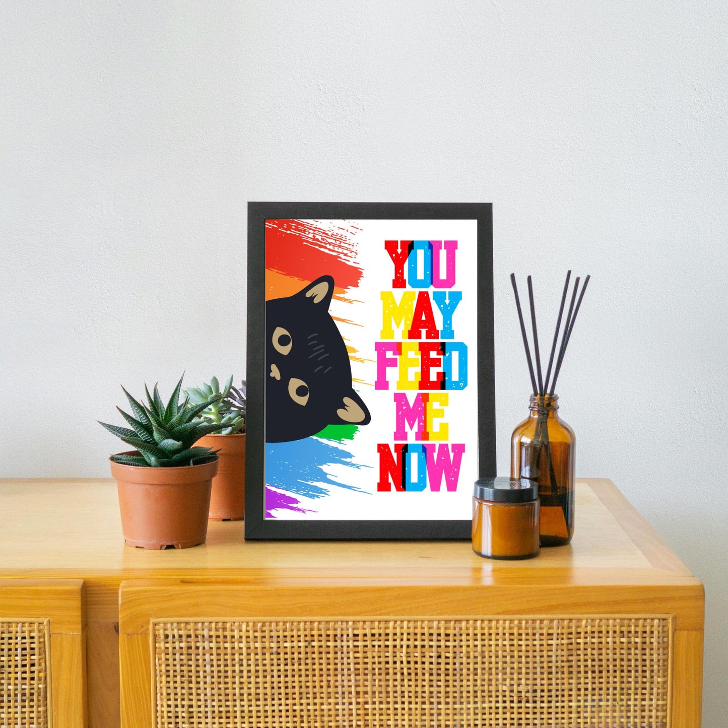 Funny Cat A4 Poster Print, High Quality Cartoon Art, Black Cat Art, Wall Decor, Original Artist Print, Vibrant Wall Art, Pet Cat Poster