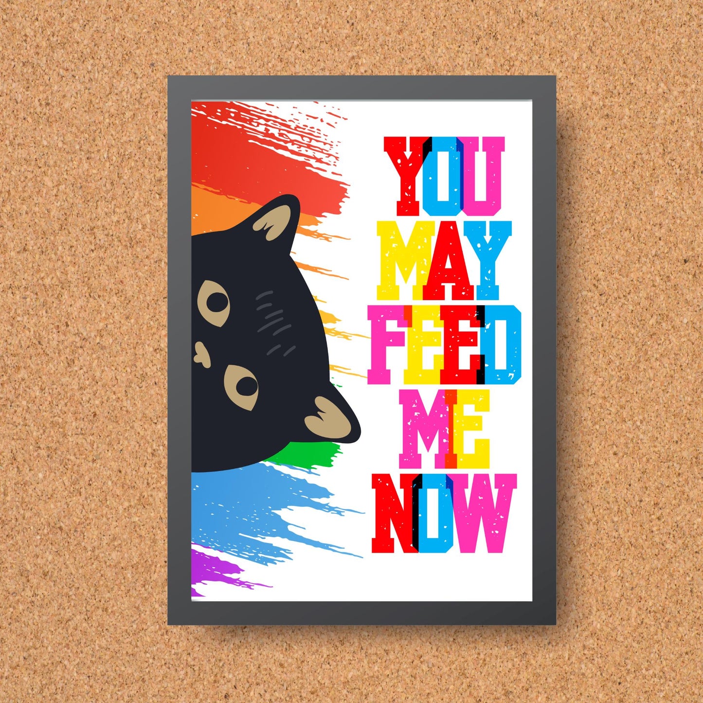 Funny Cat A4 Poster Print, High Quality Cartoon Art, Black Cat Art, Wall Decor, Original Artist Print, Vibrant Wall Art, Pet Cat Poster