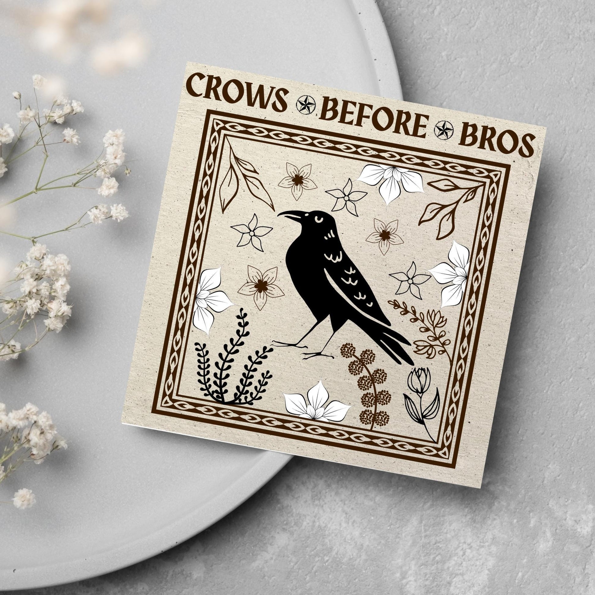 Crows before bros Card, Funny Corvid Card, Gothic Card, Goth Birthday Card, Friendship Card, Alternative Birthday Card, Medieval Card