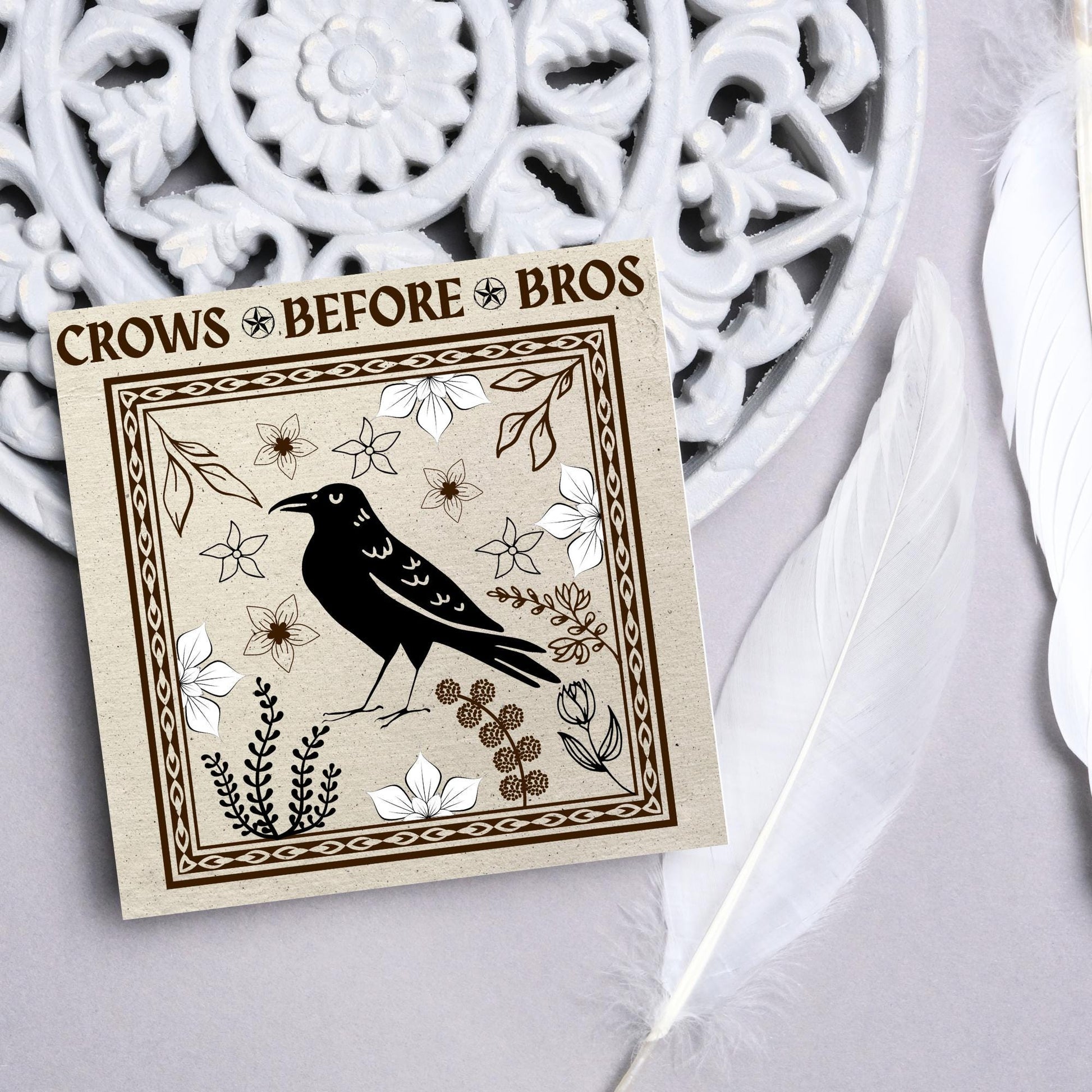Crows before bros Card, Funny Corvid Card, Gothic Card, Goth Birthday Card, Friendship Card, Alternative Birthday Card, Medieval Card