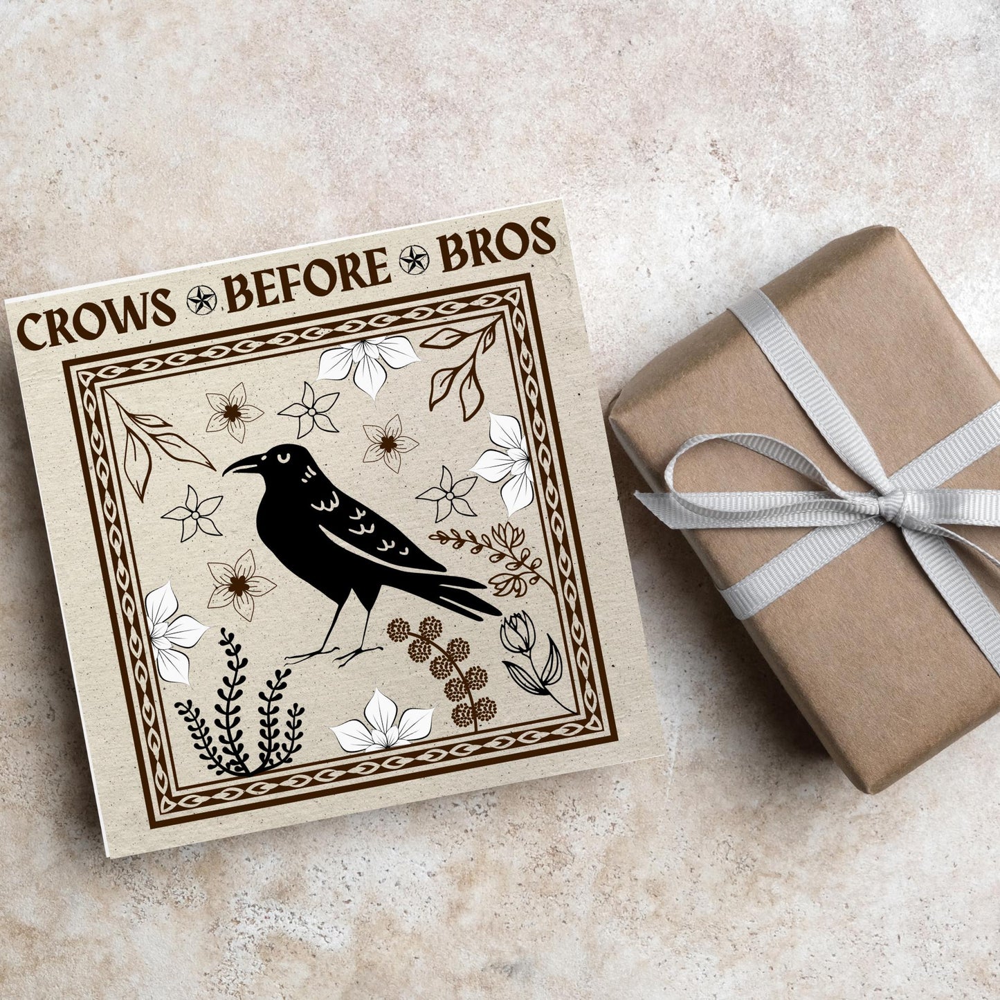 Crows before bros Card, Funny Corvid Card, Gothic Card, Goth Birthday Card, Friendship Card, Alternative Birthday Card, Medieval Card
