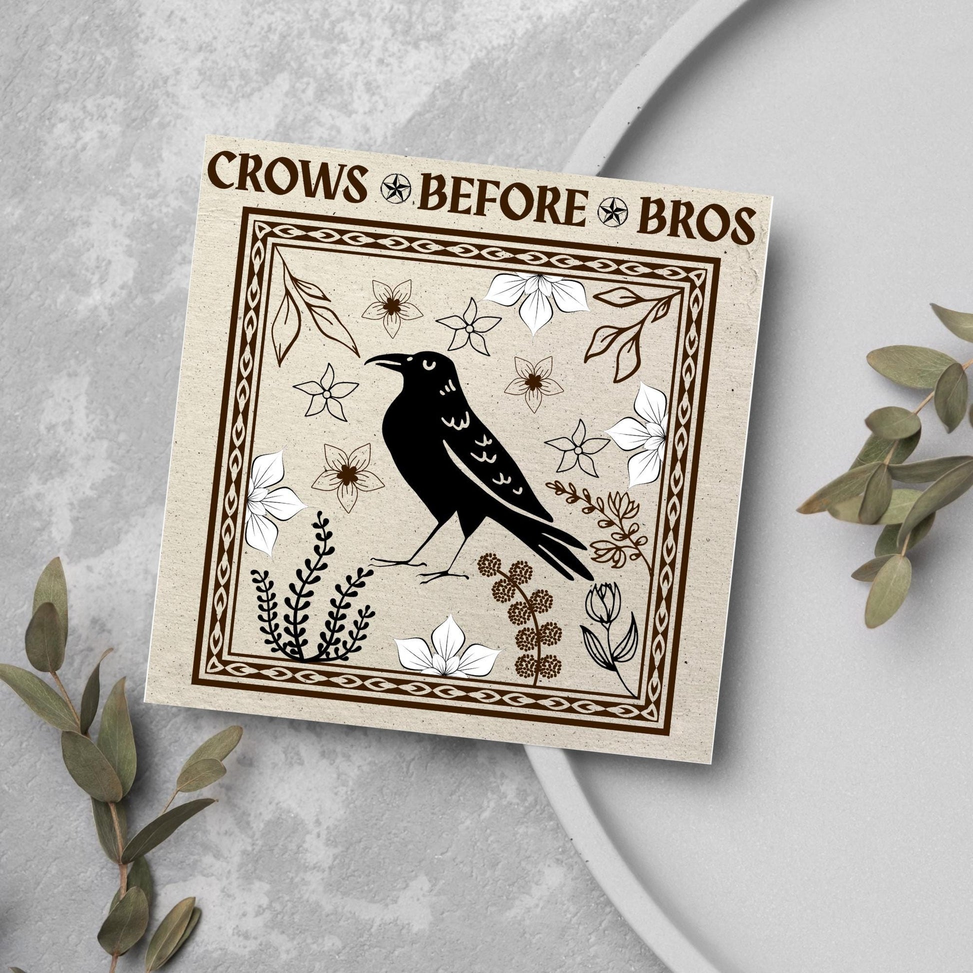Crows before bros Card, Funny Corvid Card, Gothic Card, Goth Birthday Card, Friendship Card, Alternative Birthday Card, Medieval Card