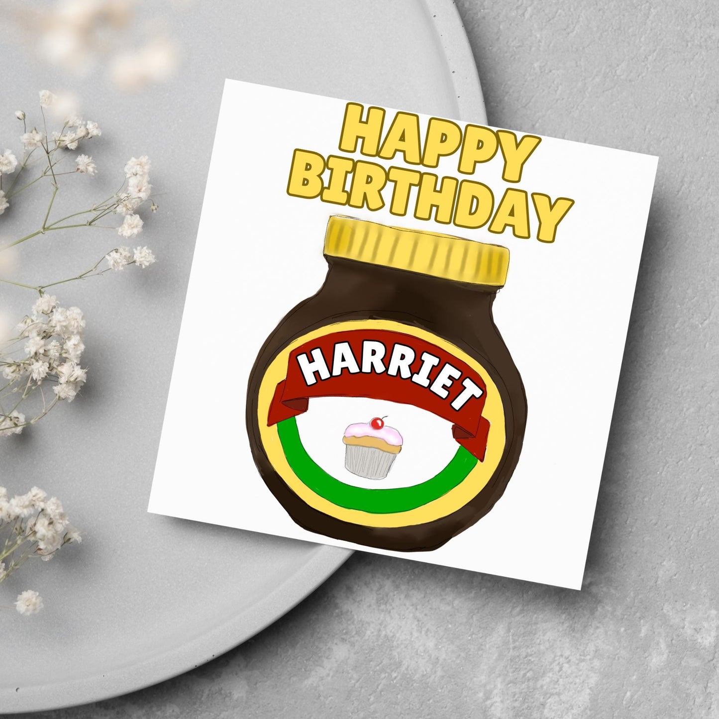 Personalised British Themed Birthday Card, Funny Birthday Card, Sandwich Birthday, Yeast Extract Birthday Card, Name Birthday Card