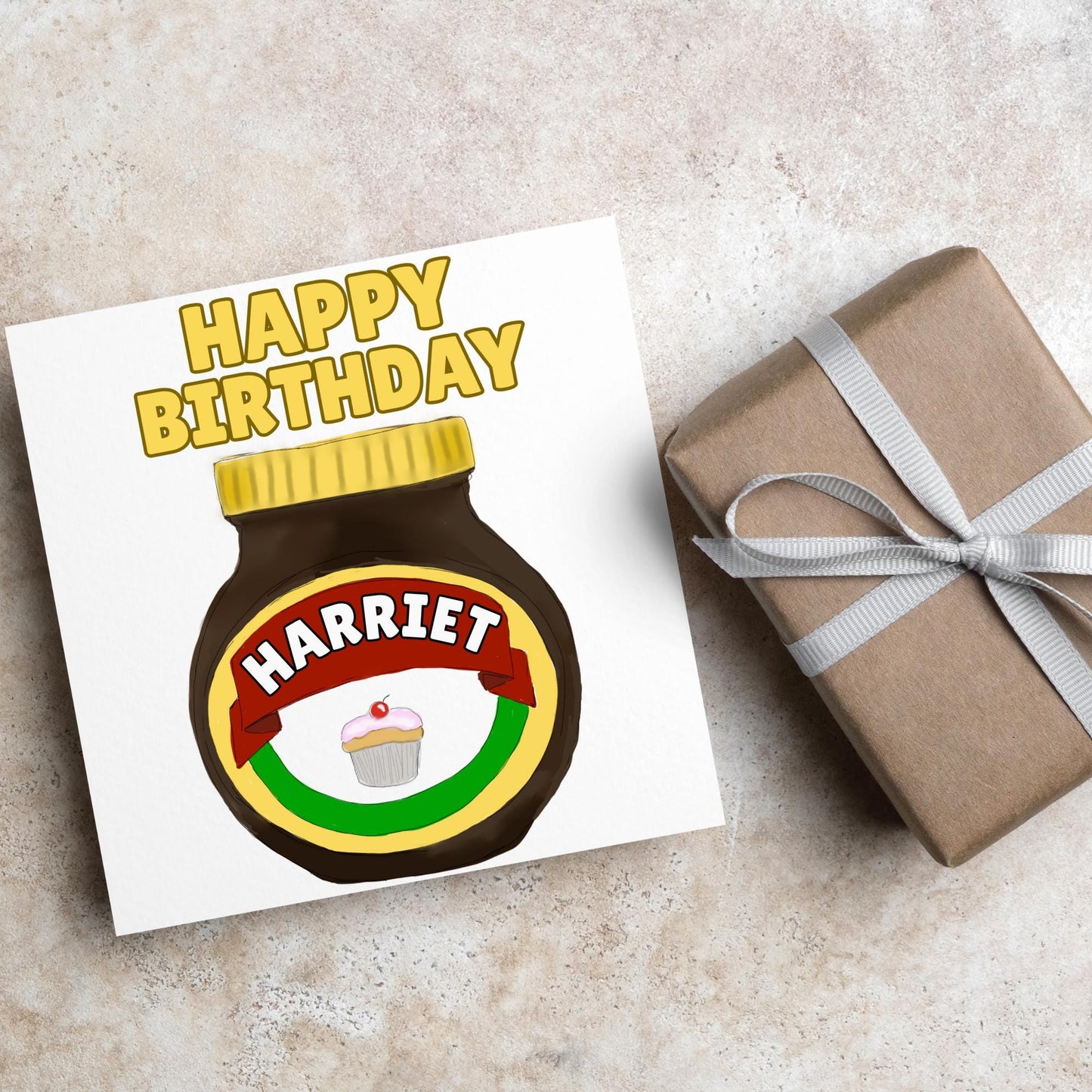 Personalised British Themed Birthday Card, Funny Birthday Card, Sandwich Birthday, Yeast Extract Birthday Card, Name Birthday Card
