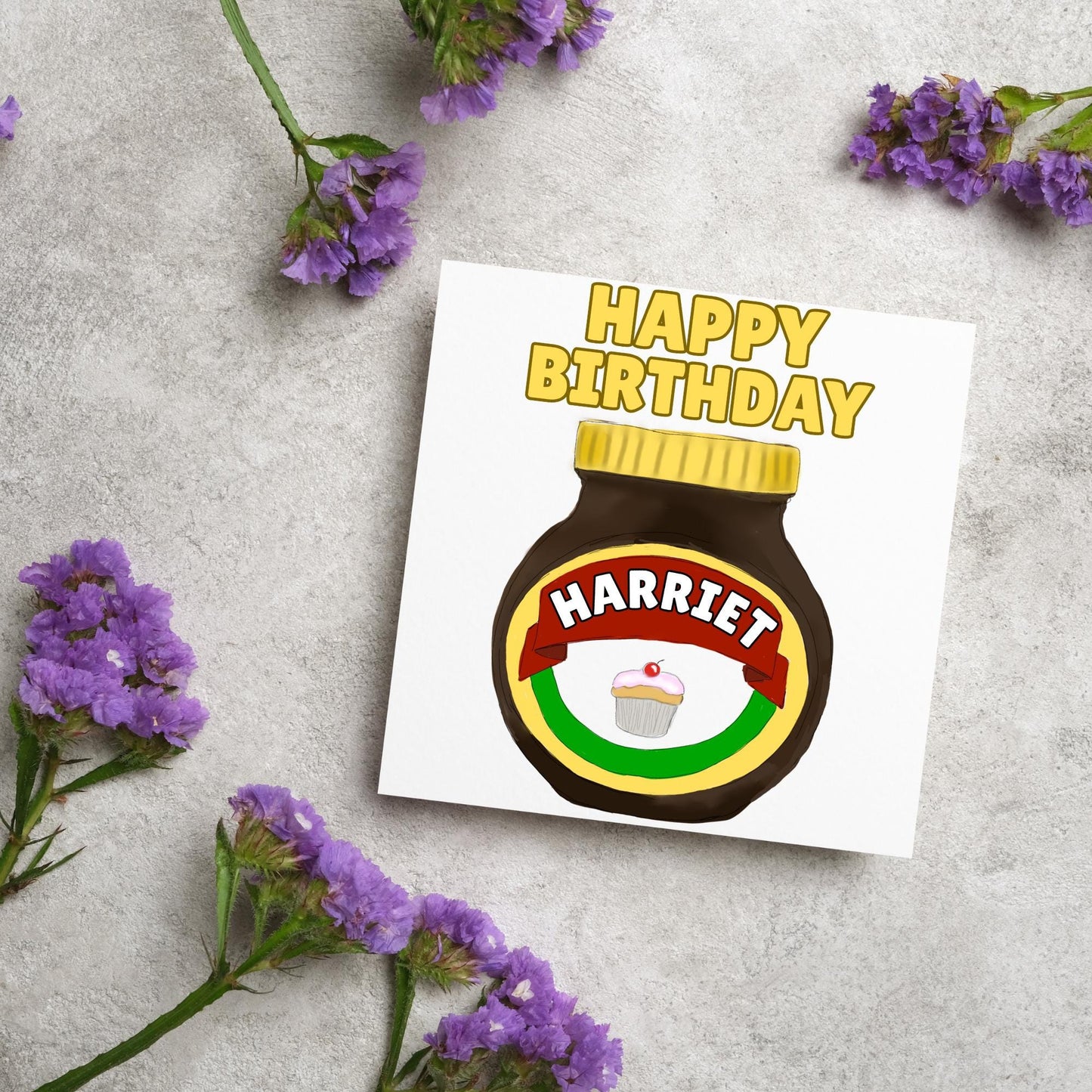 Personalised British Themed Birthday Card, Funny Birthday Card, Sandwich Birthday, Yeast Extract Birthday Card, Name Birthday Card