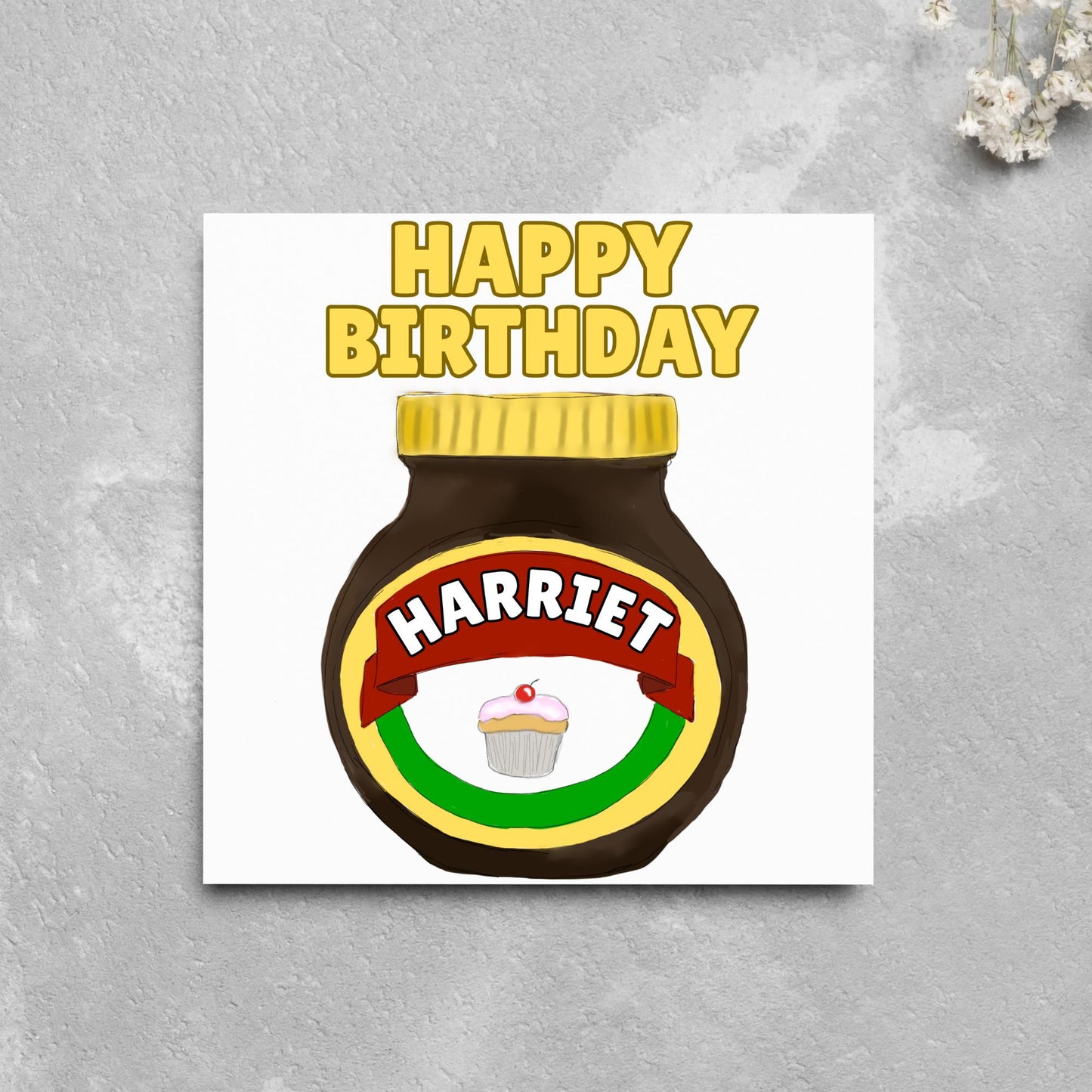 Personalised British Themed Birthday Card, Funny Birthday Card, Sandwich Birthday, Yeast Extract Birthday Card, Name Birthday Card