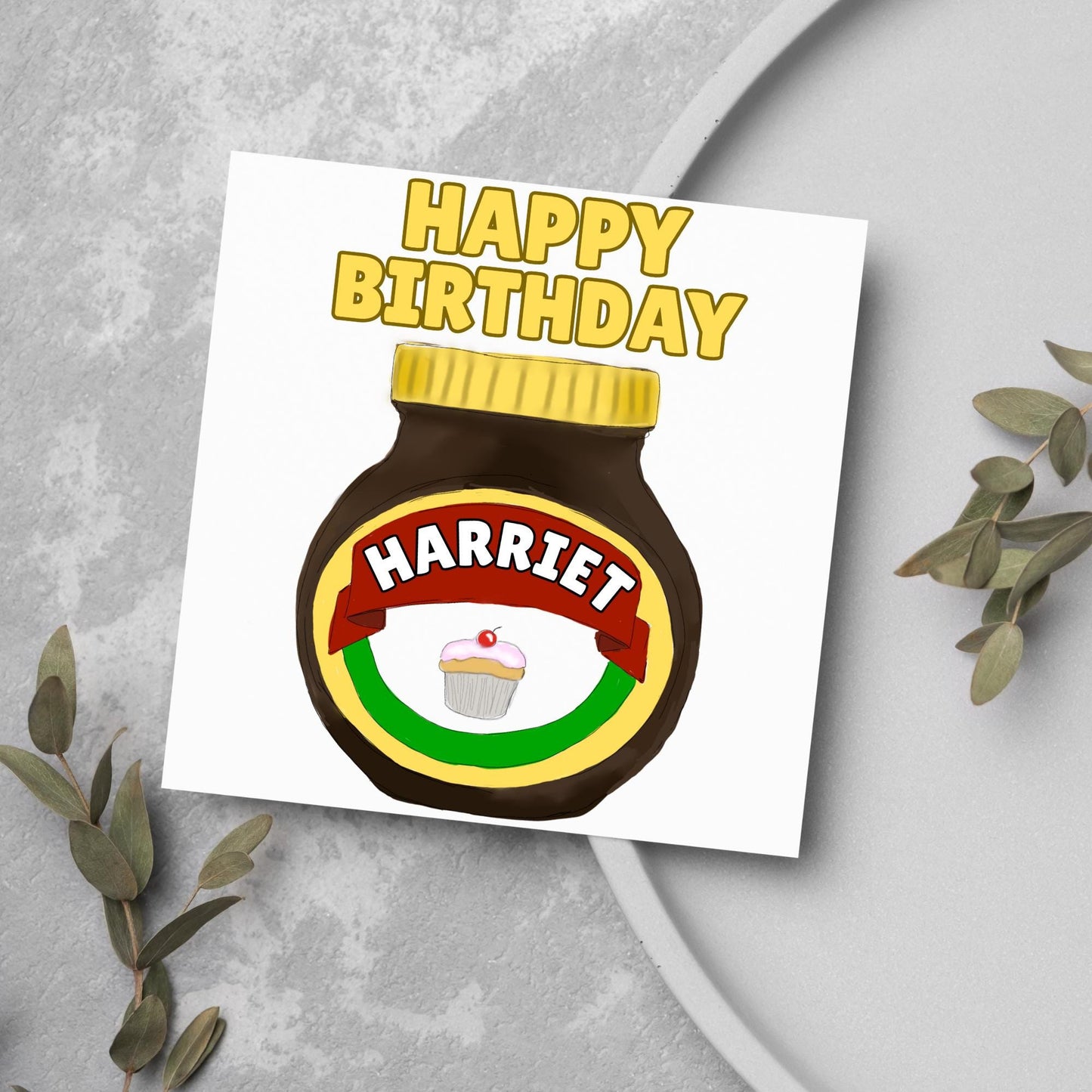 Personalised British Themed Birthday Card, Funny Birthday Card, Sandwich Birthday, Yeast Extract Birthday Card, Name Birthday Card