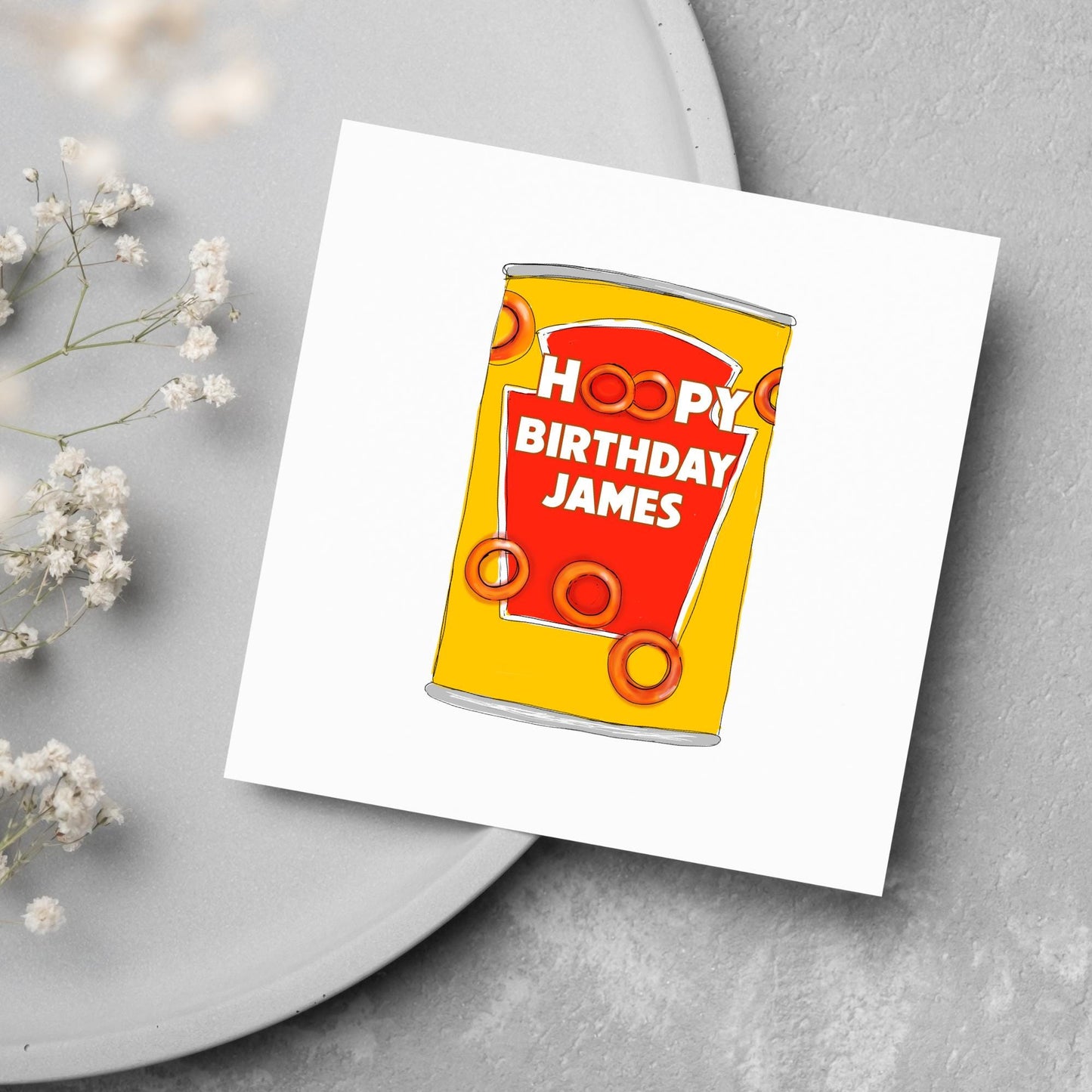 Personalised British Themed Birthday Card, Funny Birthday Card, Spaghetti Birthday, Spaghetti Hoops Name Birthday Card