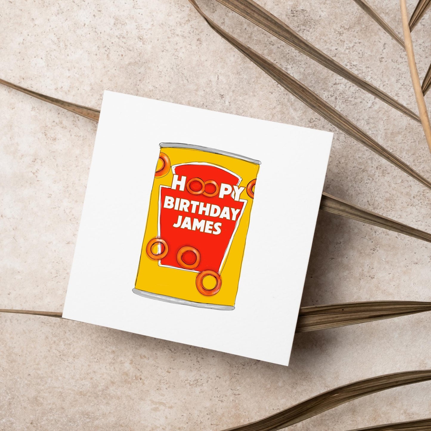 Personalised British Themed Birthday Card, Funny Birthday Card, Spaghetti Birthday, Spaghetti Hoops Name Birthday Card