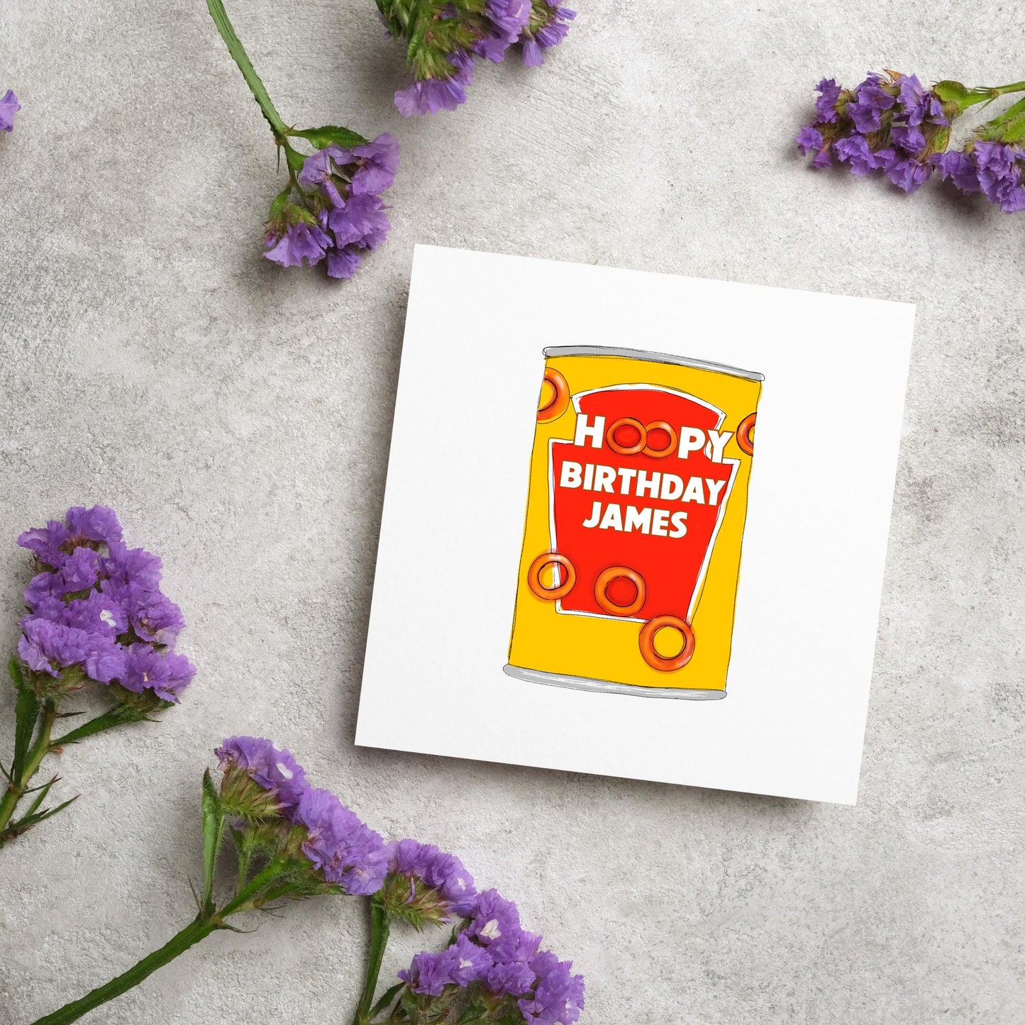 Personalised British Themed Birthday Card, Funny Birthday Card, Spaghetti Birthday, Spaghetti Hoops Name Birthday Card