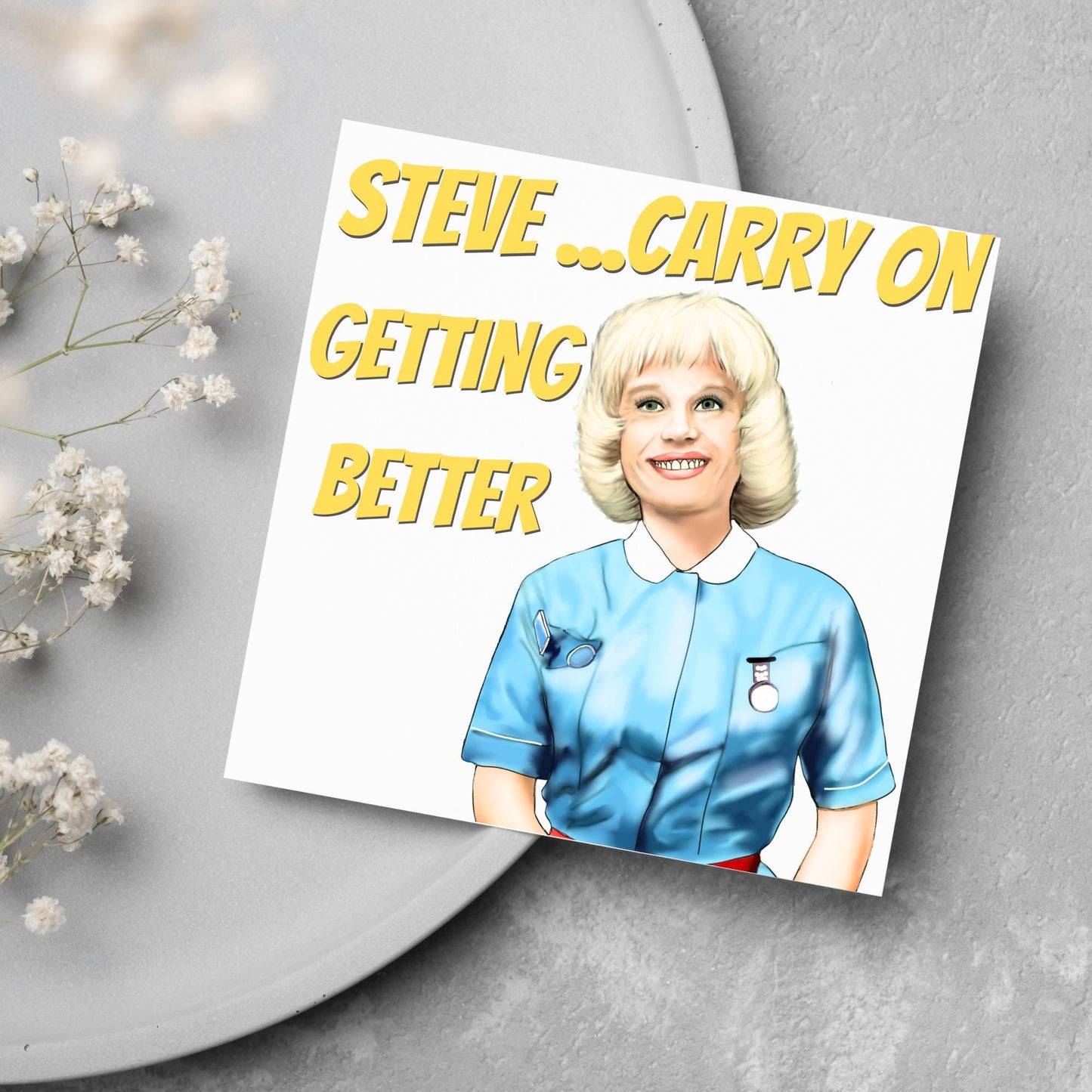 Personalised Carry on Get Well Card, Get Well Soon, Carry on Matron, Barbara Windsor, Carry on Nurse, Hospital Card, Feel Better Soon
