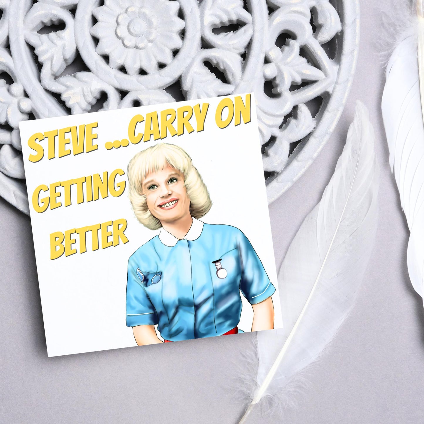 Personalised Carry on Get Well Card, Get Well Soon, Carry on Matron, Barbara Windsor, Carry on Nurse, Hospital Card, Feel Better Soon