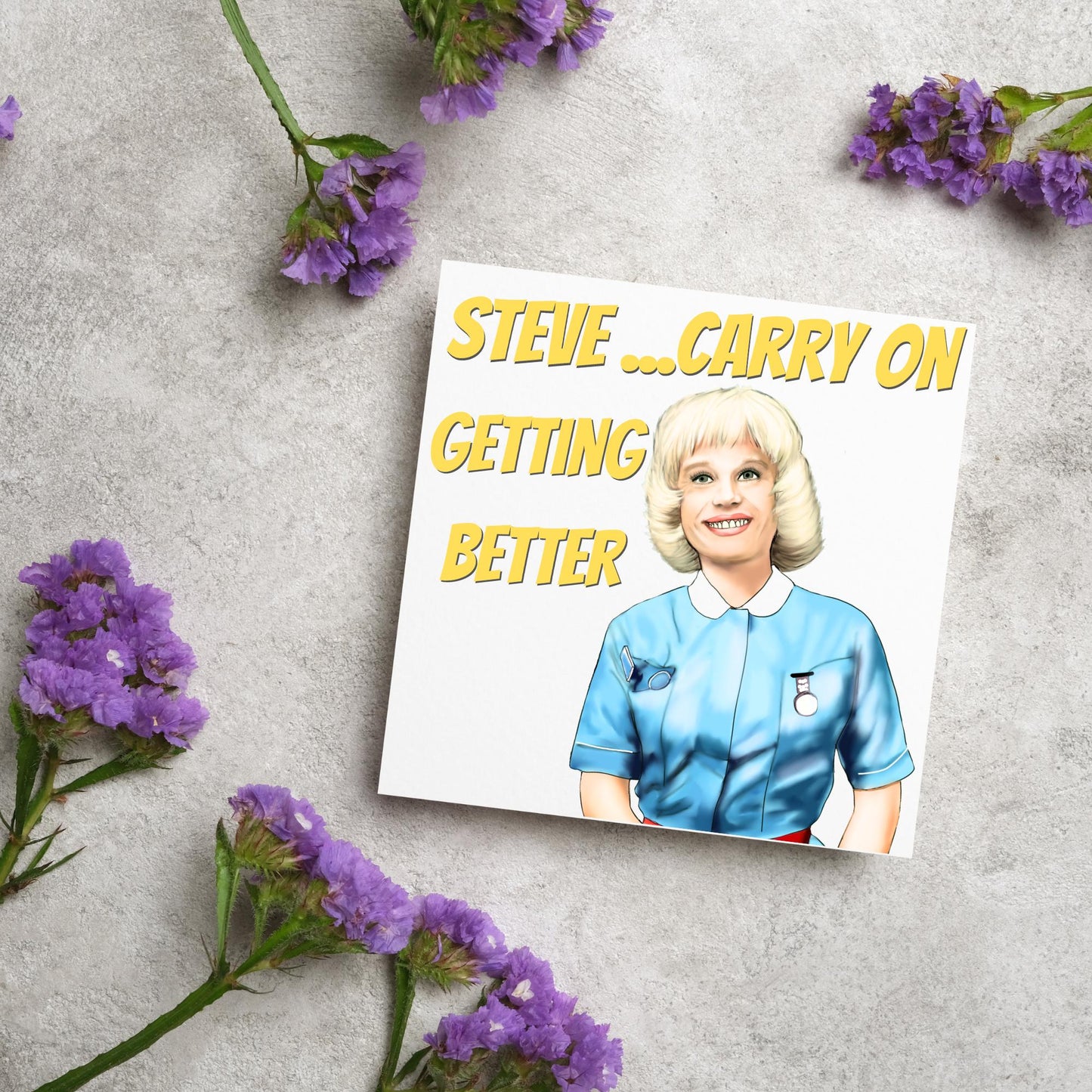 Personalised Carry on Get Well Card, Get Well Soon, Carry on Matron, Barbara Windsor, Carry on Nurse, Hospital Card, Feel Better Soon