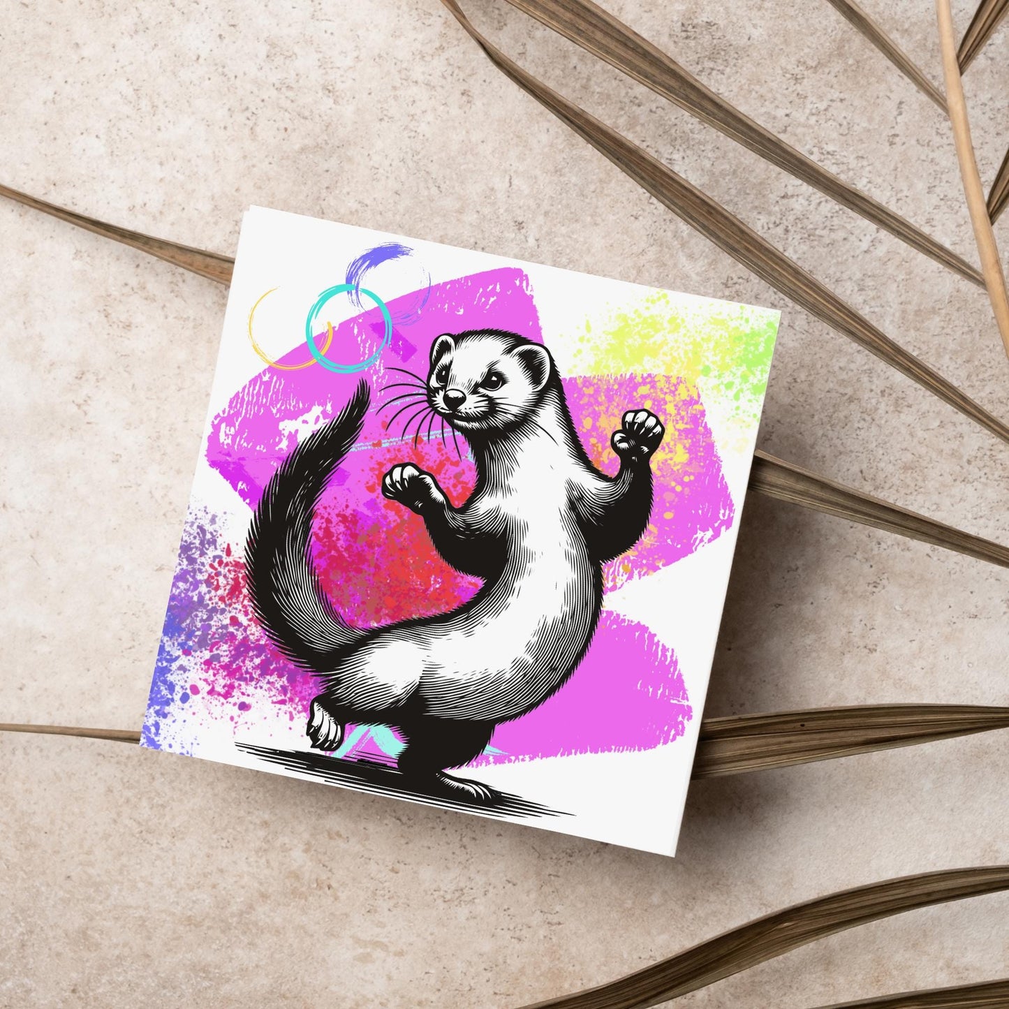 Ferret Birthday Card, Fun Party Card, Ferret Card, Disco Card, Animal Themed Birthday, Weasel Birthday Card, Dancing Ferret, Card for Mum