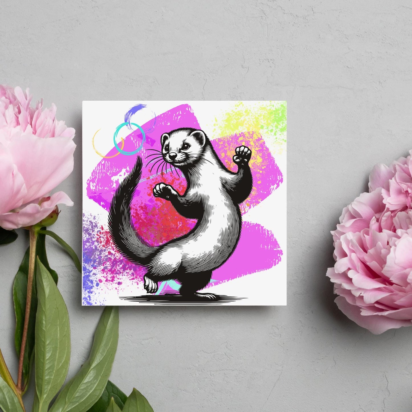 Ferret Birthday Card, Fun Party Card, Ferret Card, Disco Card, Animal Themed Birthday, Weasel Birthday Card, Dancing Ferret, Card for Mum
