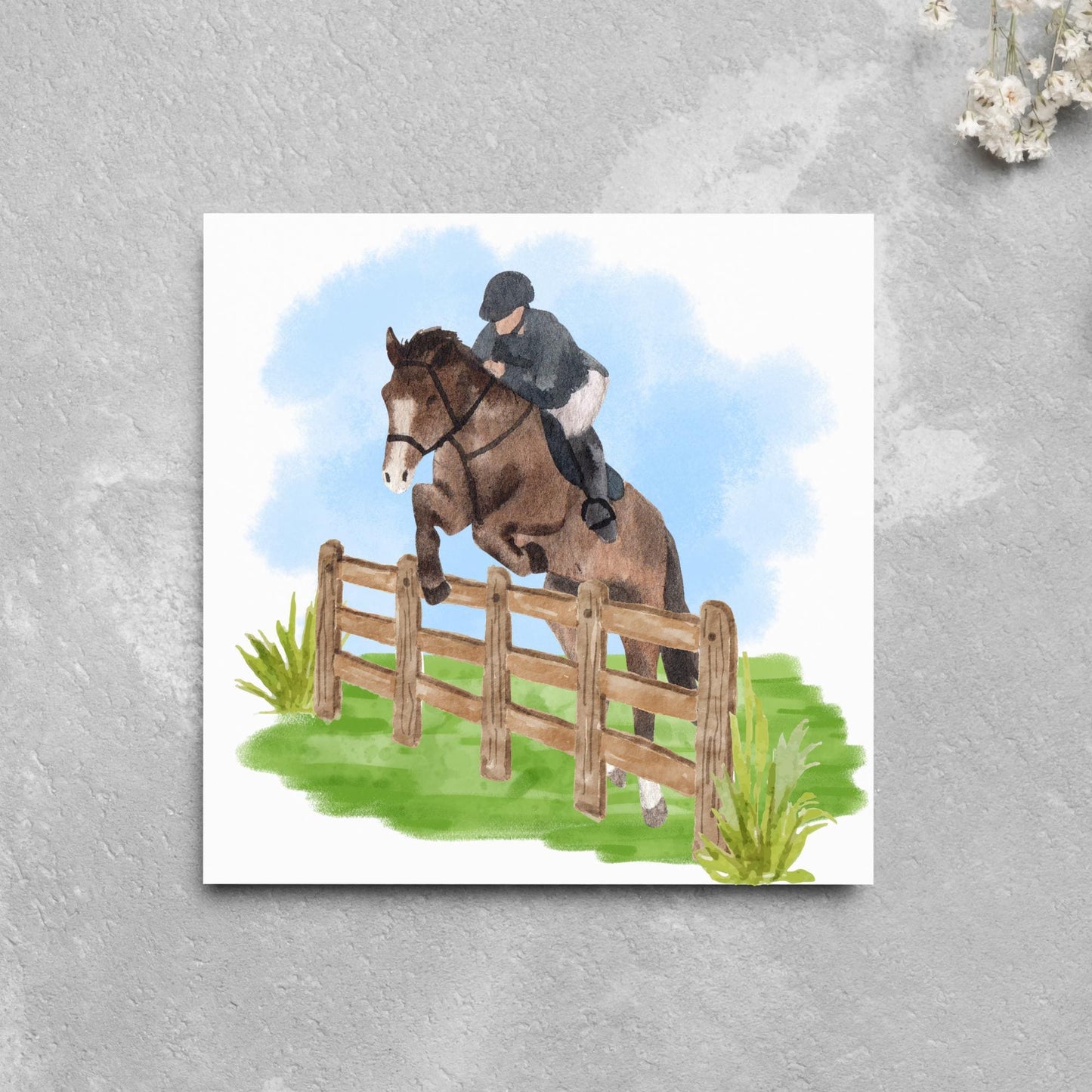 Horse Card for Any Occasion, Equestrian Card, Show Jumping Card, Horse Riding. Birthday Card, Congratulations Card, Watercolour Horse